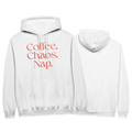 Coffee | Chaos | Nap | Minimalist Hoodie | Trendy Aesthetic Streetwear | Unisex Graphic Pullover | Cozy Loungewear | Funny Relatable Gift