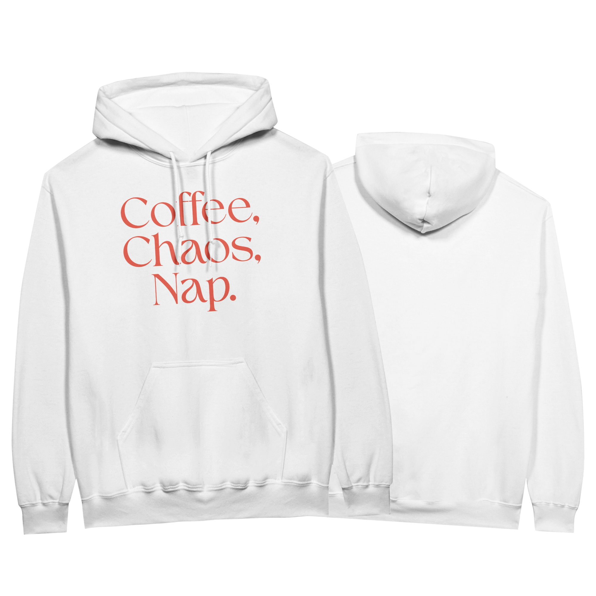 Coffee | Chaos | Nap | Minimalist Hoodie | Trendy Aesthetic Streetwear | Unisex Graphic Pullover | Cozy Loungewear | Funny Relatable Gift