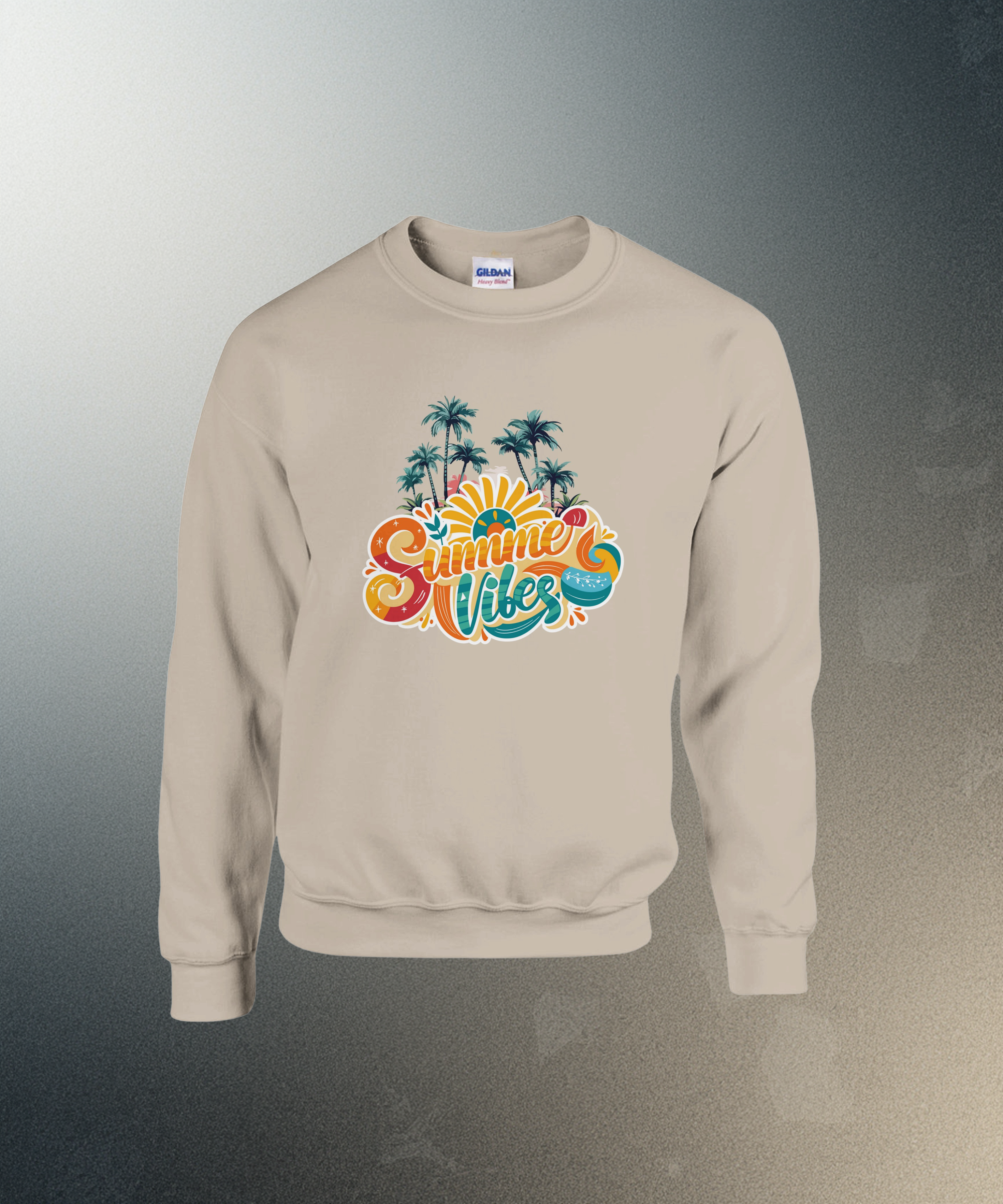 Summer Vibes Retro Palm Tree Sweater | Beach Crewneck | Vintage Sunset Aesthetic Gift