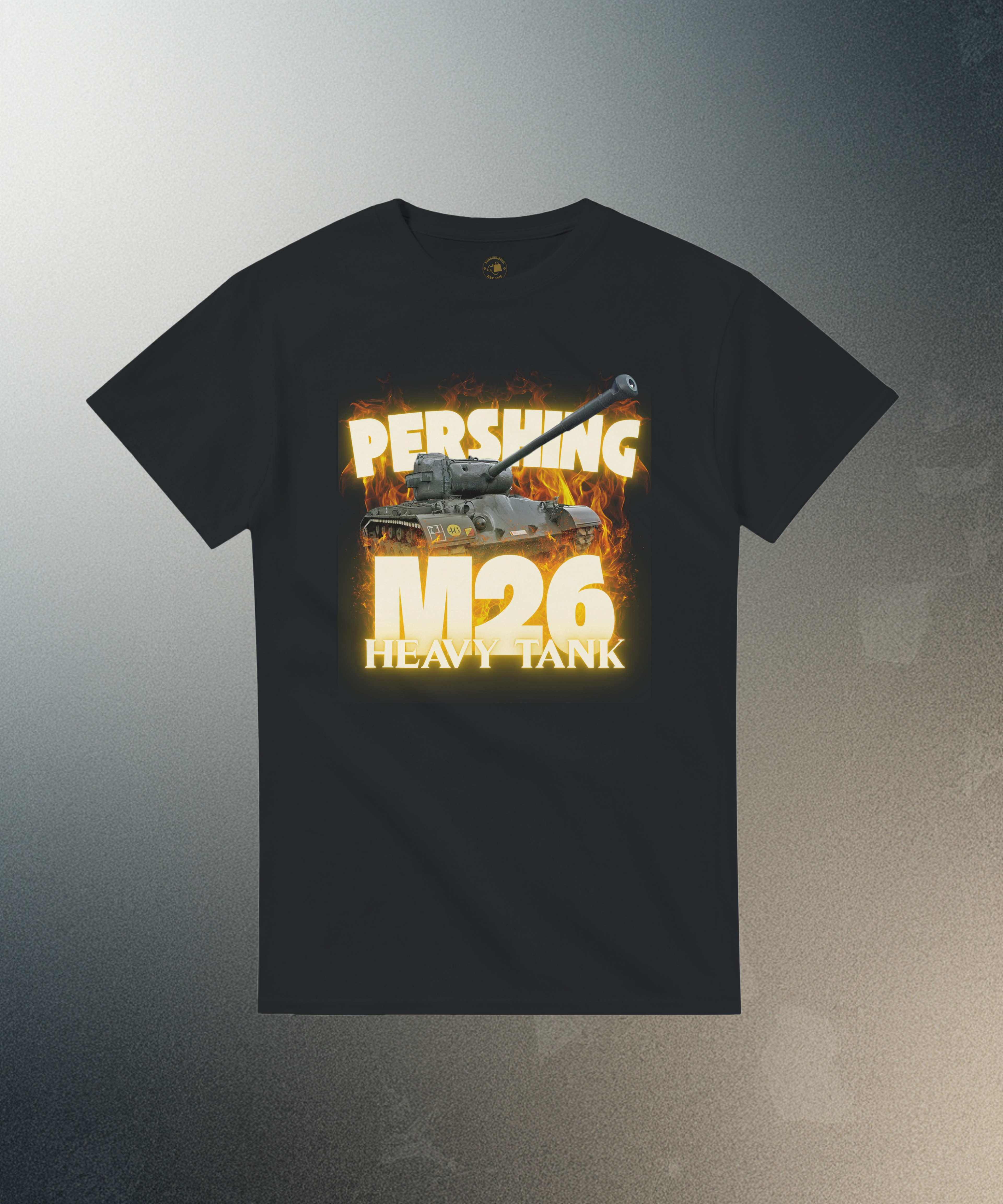 M26 Pershing Heavy Tank T-Shirt | US Army WW2 Military Armor Streetwear Graphic Tee | Heavyweight Historical Tank Model Fan Gift Apparel
