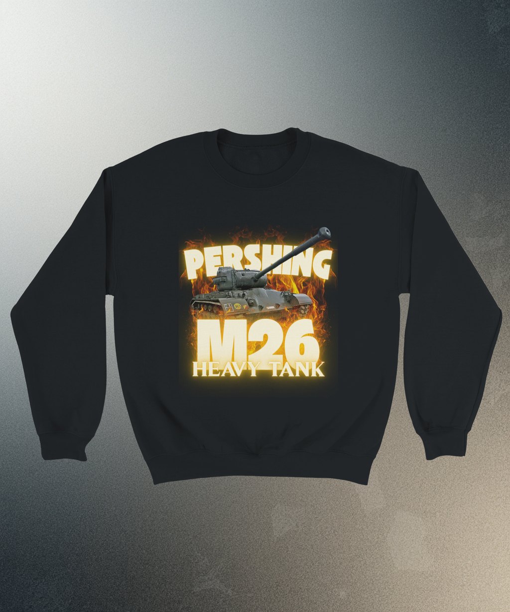 M26 Pershing Heavy Tank Crewneck | US Army WW2 Military Armor Streetwear Sweatshirt | Heavyweight Historical Tank Model Gift Apparel