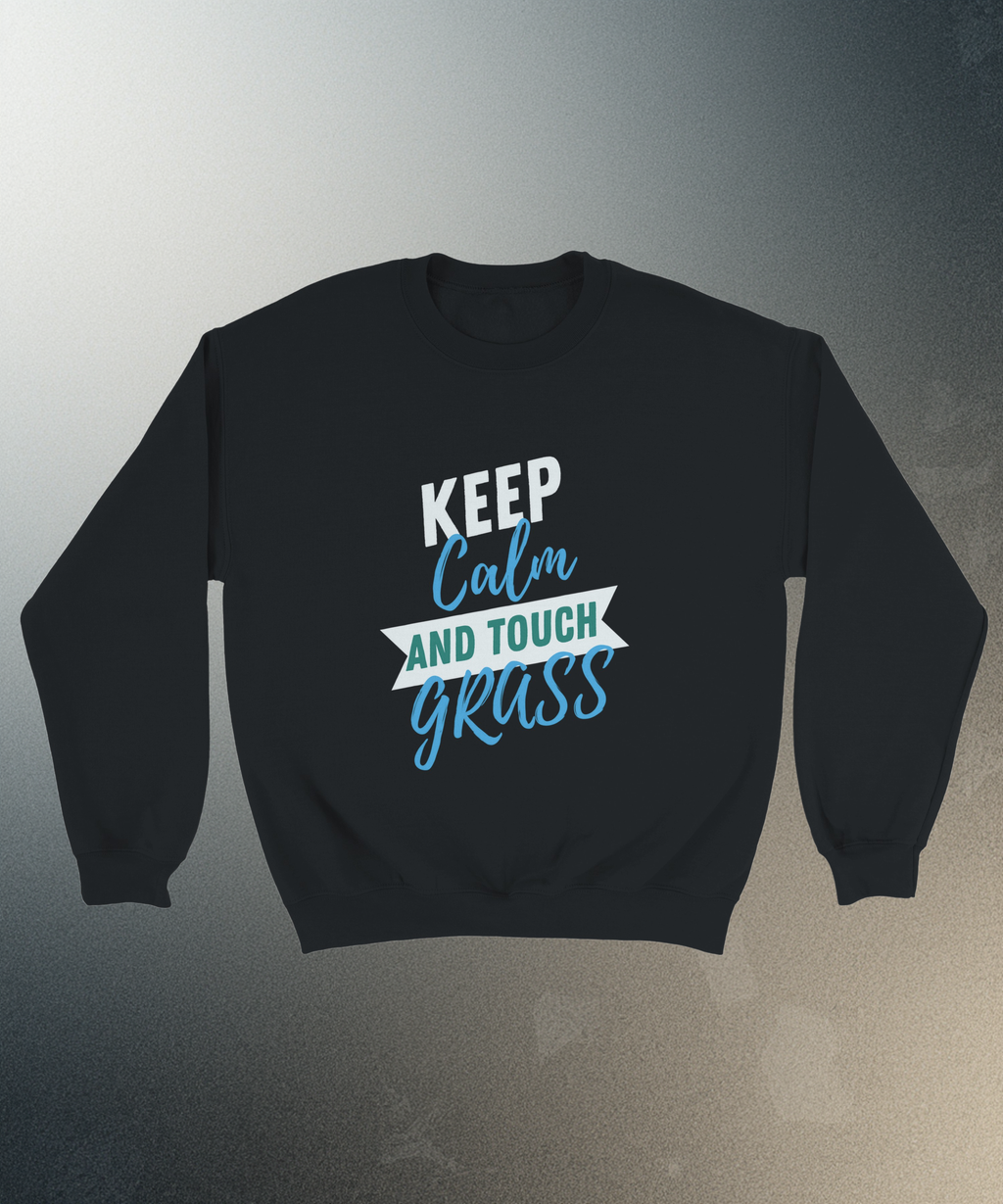 Touch Grass Sweater | Funny Dog Nature Crewneck | Cozy Graphic Sweatshirt | Streetwear Meme Clothing | Aesthetic Unisex Pullover