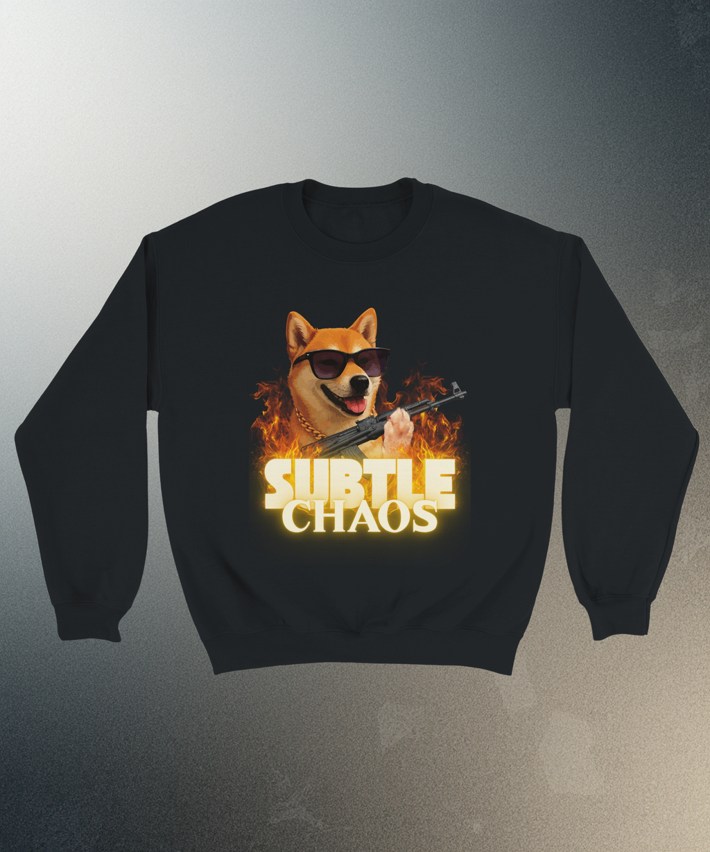 Funny Tactical Dog Sweater | Shiba Inu AK47 Meme Crewneck | Military Meme Apparel