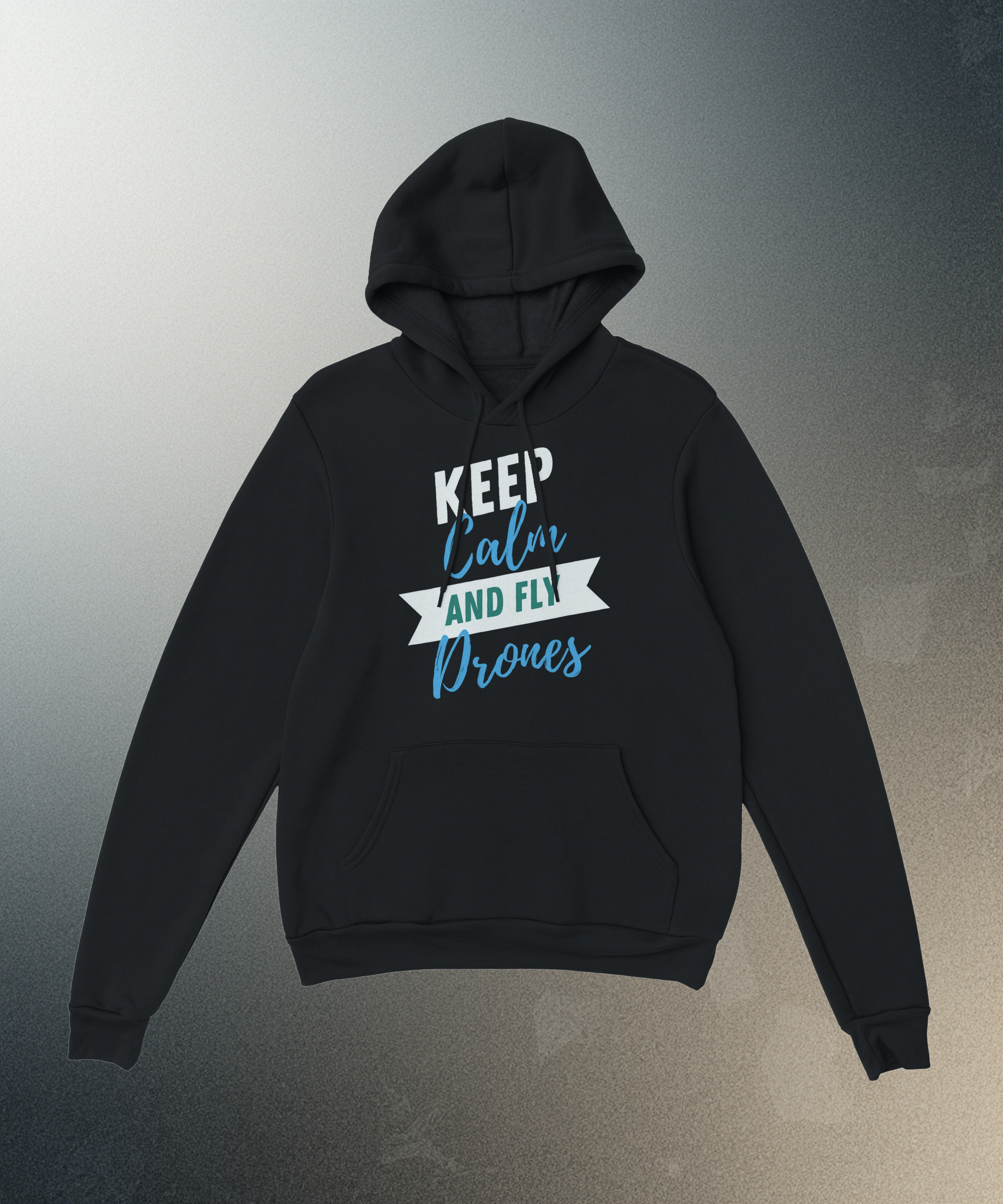 Keep Calm and Fly Drones Hoodie | FPV Quadcopter Hooded Sweatshirt | UAV Pilot Pullover | Drone Racing Graphic Hoodie | Tech Apparel