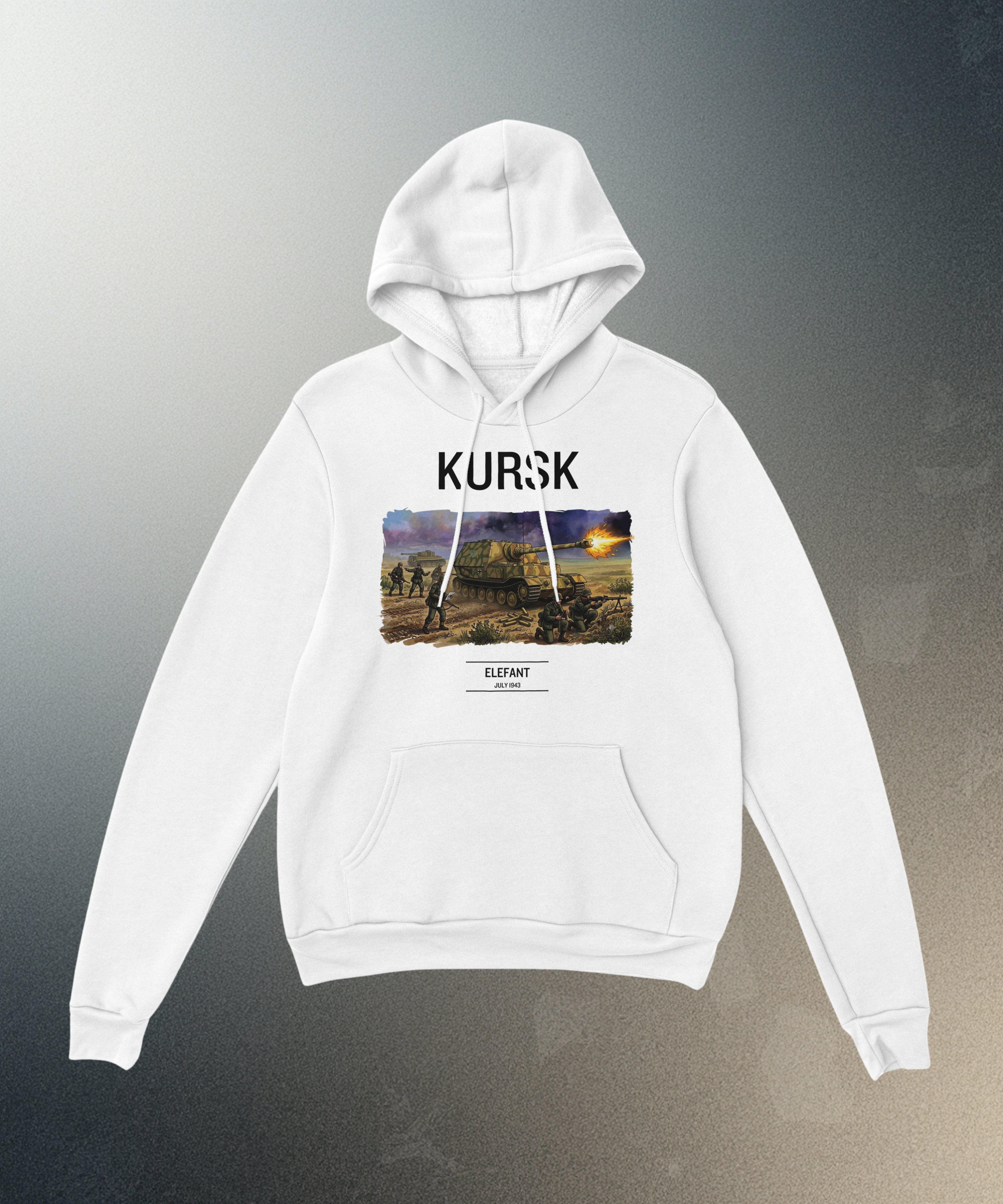 Kursk Elefant Tank Hoodie | WW2 German Panzer Hooded Sweatshirt | Military History Graphic Pullover | World War 2 Streetwear | Tank Gift