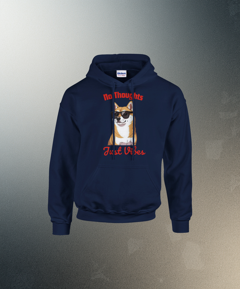 No Thoughts Just Vibes Dog Hoodie | Shiba Inu Meme Pullover | Funny Aesthetic Gift