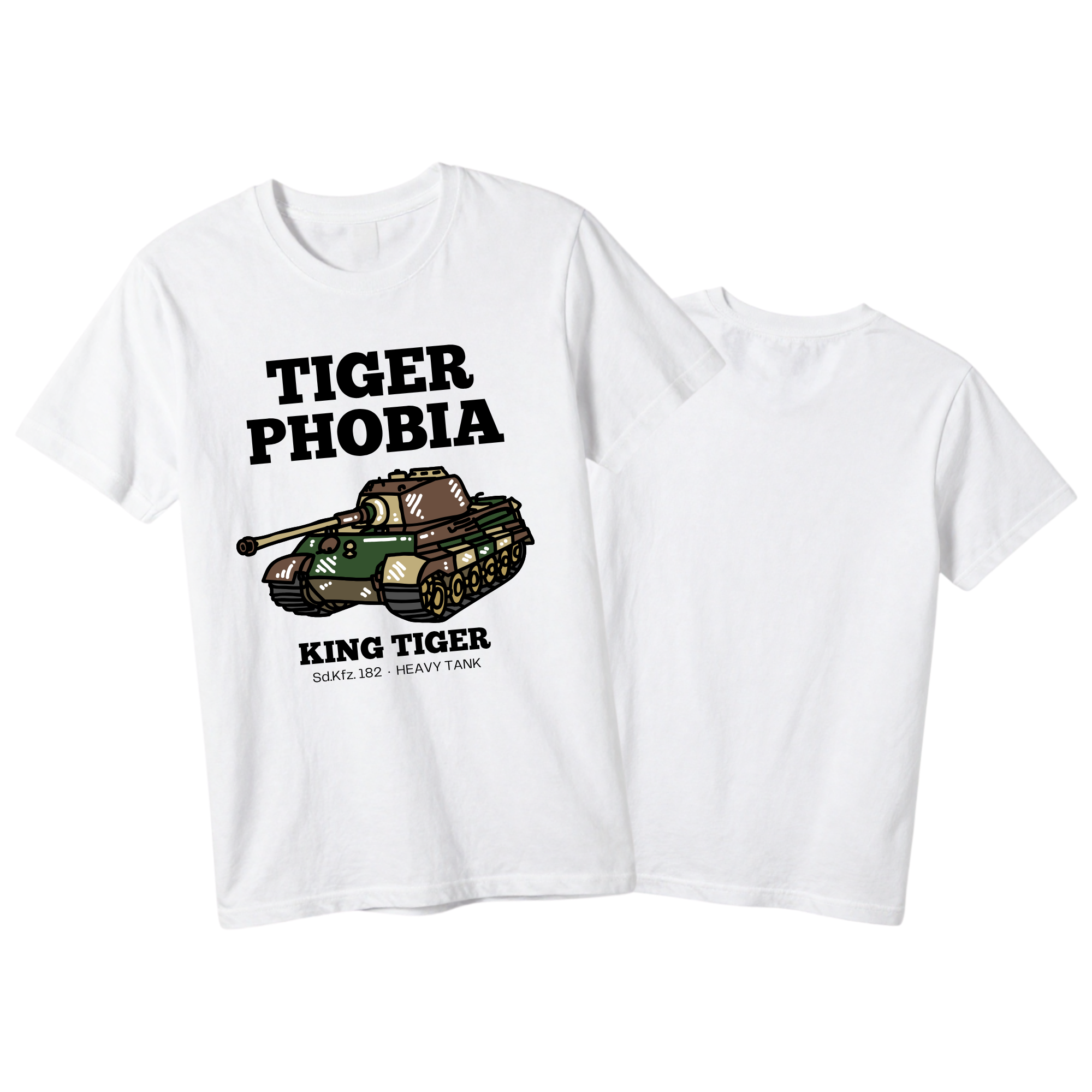 King Tiger Tank Shirt | Tigerphobia WWII Panzer Apparel | Sd.Kfz. 182 Heavy Tank Graphic Tee | Gift for Military History & Armor Fans