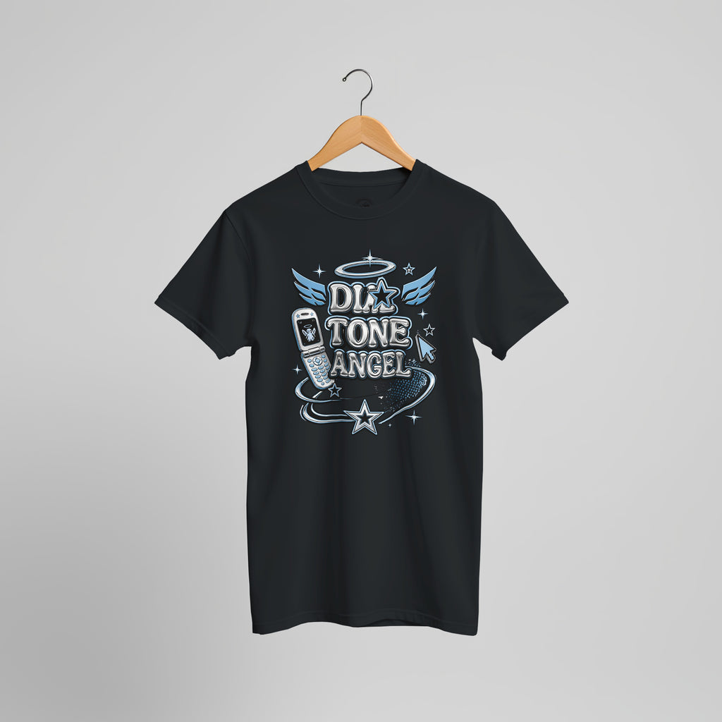 Dial Tone Angel Shirt | Y2K Chrome Graphic Tee | Retro Flip Phone Aesthetic | Unisex Streetwear Top | Y2K Gift