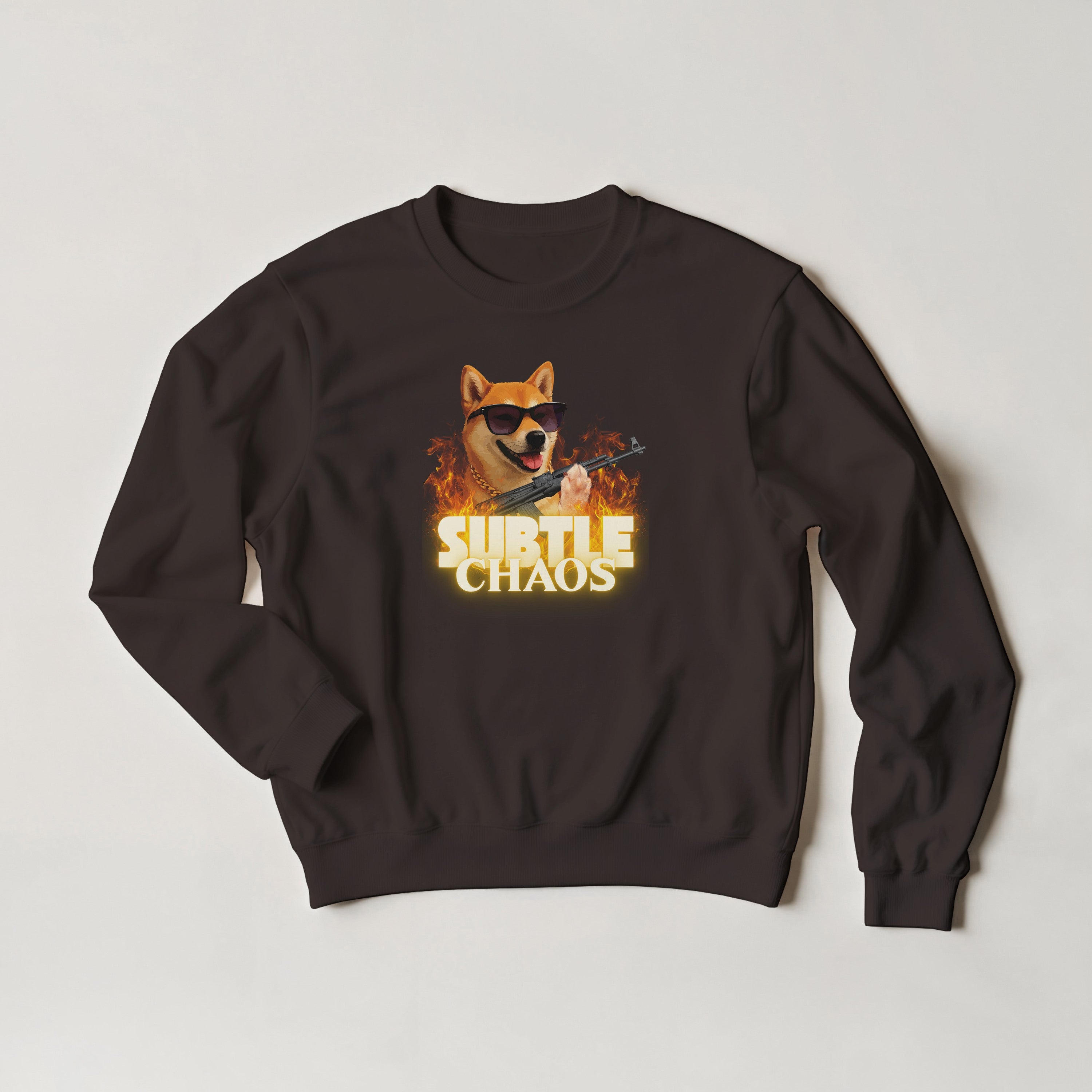 Funny Tactical Dog Sweater | Shiba Inu AK47 Meme Crewneck | Military Meme Apparel