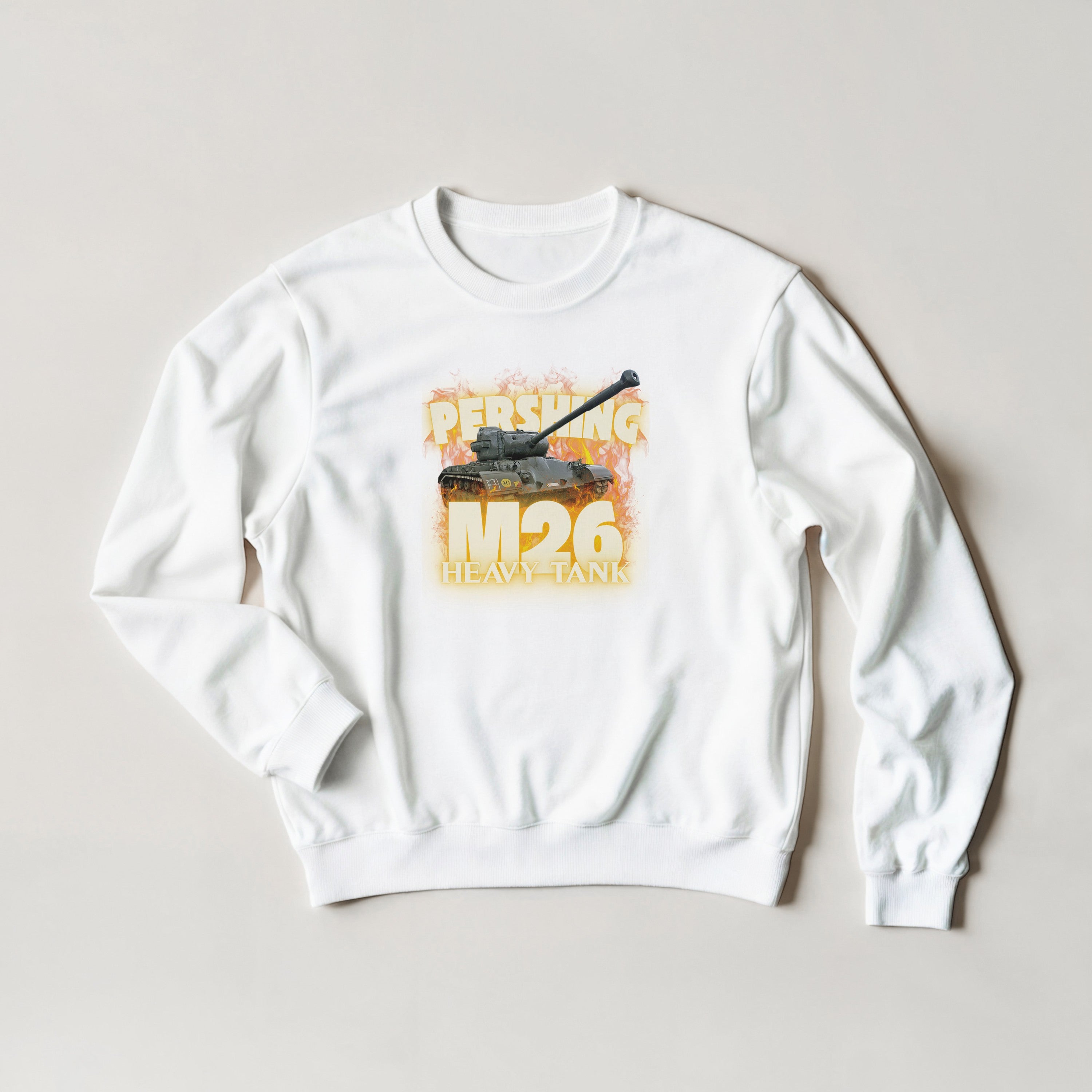 M26 Pershing Heavy Tank Crewneck | US Army WW2 Military Armor Streetwear Sweatshirt | Heavyweight Historical Tank Model Gift Apparel