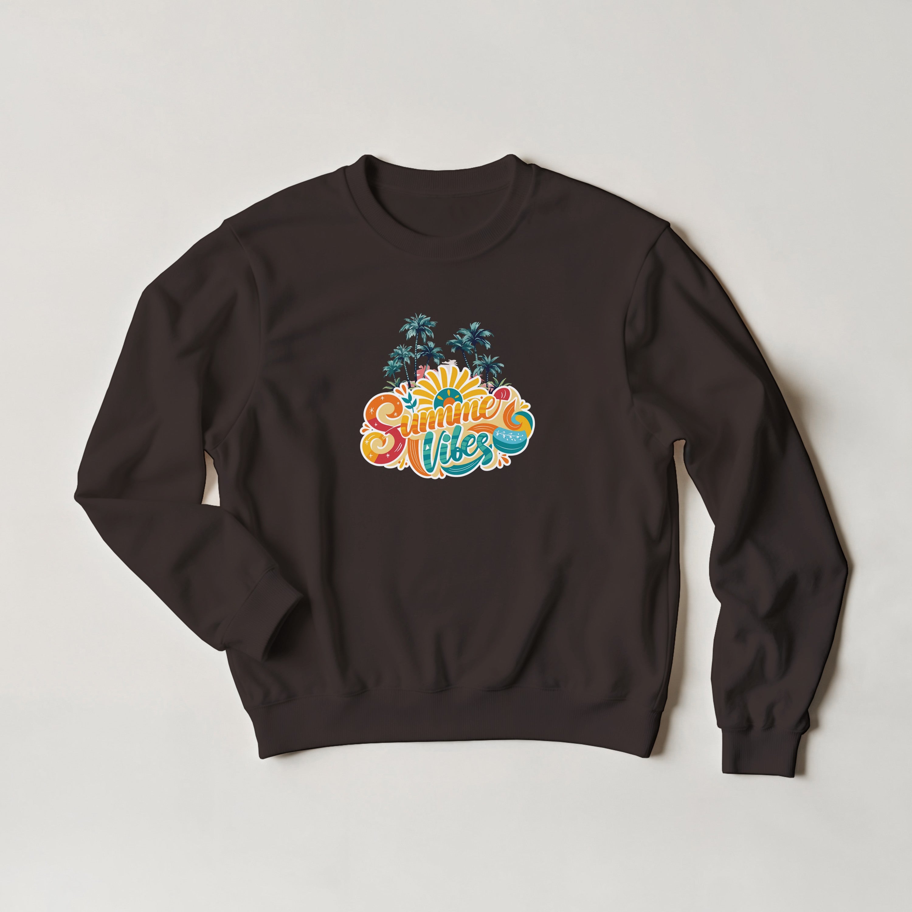 Summer Vibes Retro Palm Tree Sweater | Beach Crewneck | Vintage Sunset Aesthetic Gift