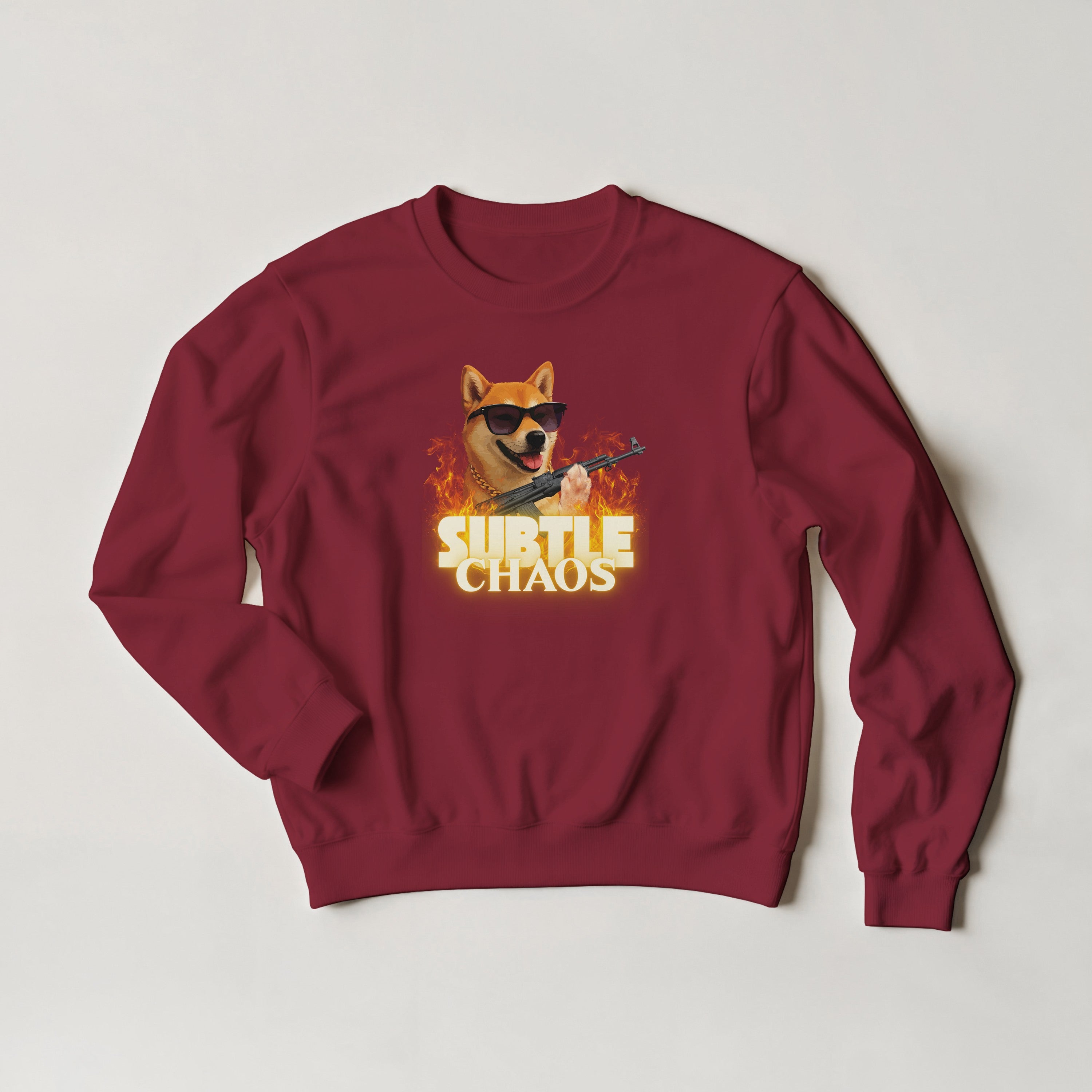 Funny Tactical Dog Sweater | Shiba Inu AK47 Meme Crewneck | Military Meme Apparel