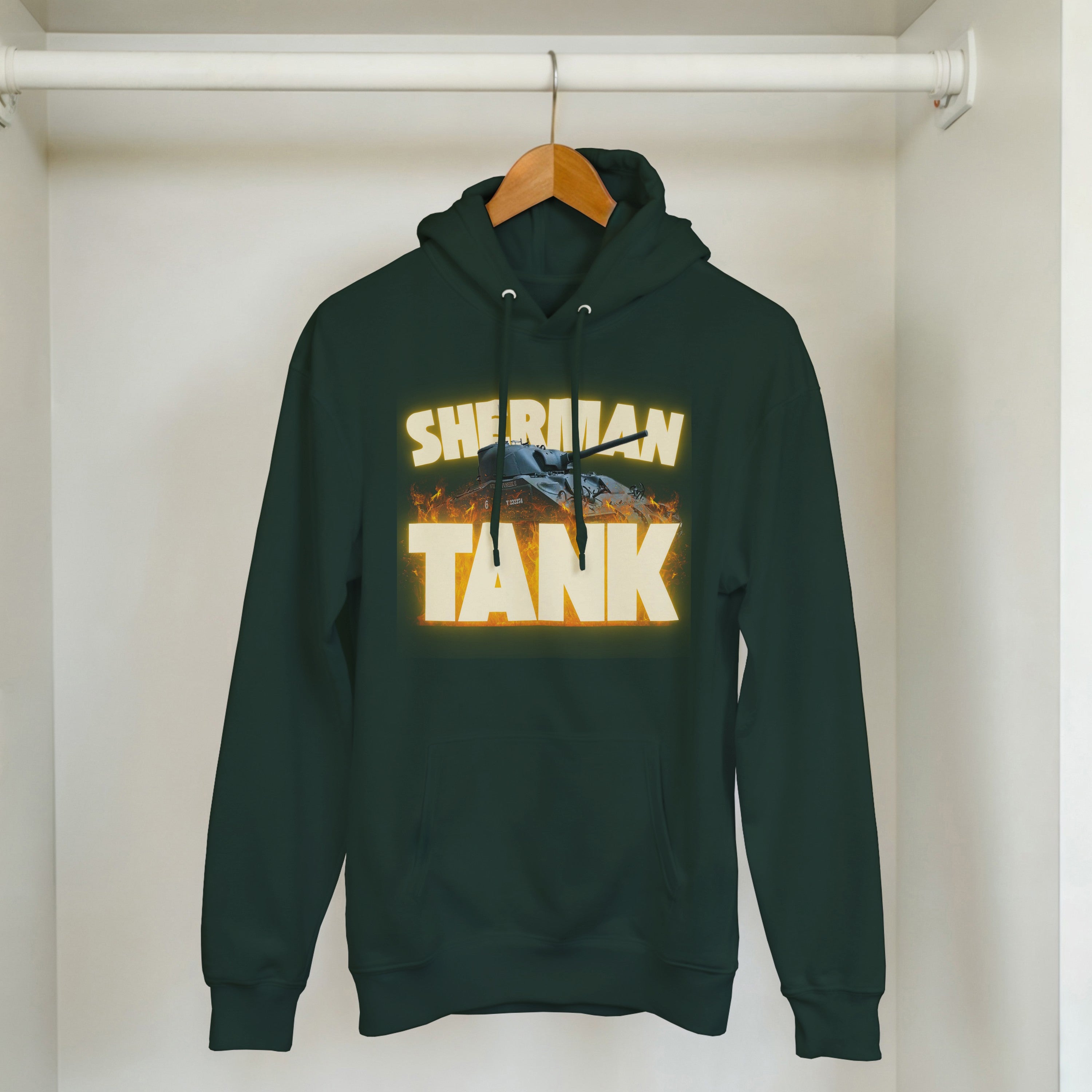 Sherman Tank Graphic Hoodie | WWII US Army Medium Armor Pullover | Military History Gift