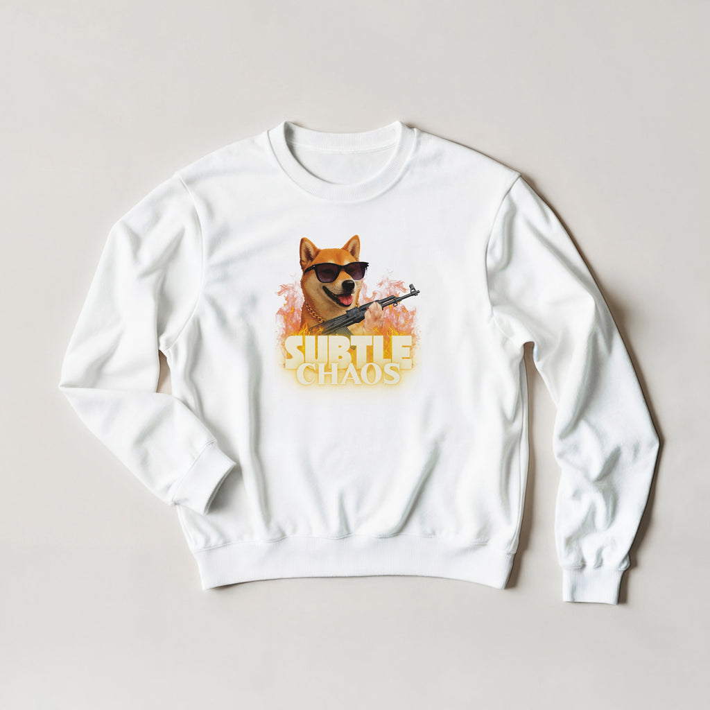 Funny Tactical Dog Sweater | Shiba Inu AK47 Meme Crewneck | Military Meme Apparel