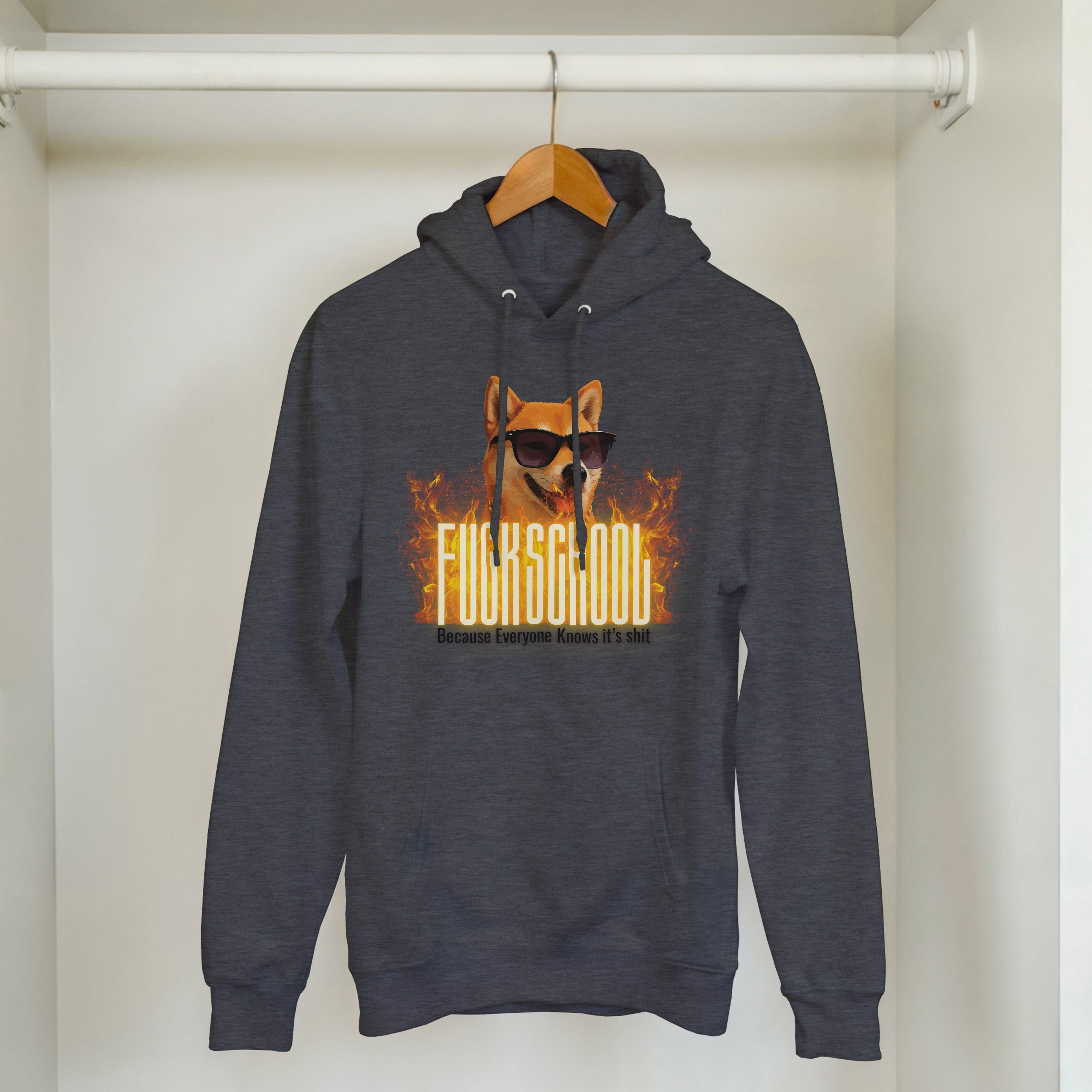 Fuck School Sweater | Funny Shiba Inu Meme Crewneck | Sarcastic Student Streetwear