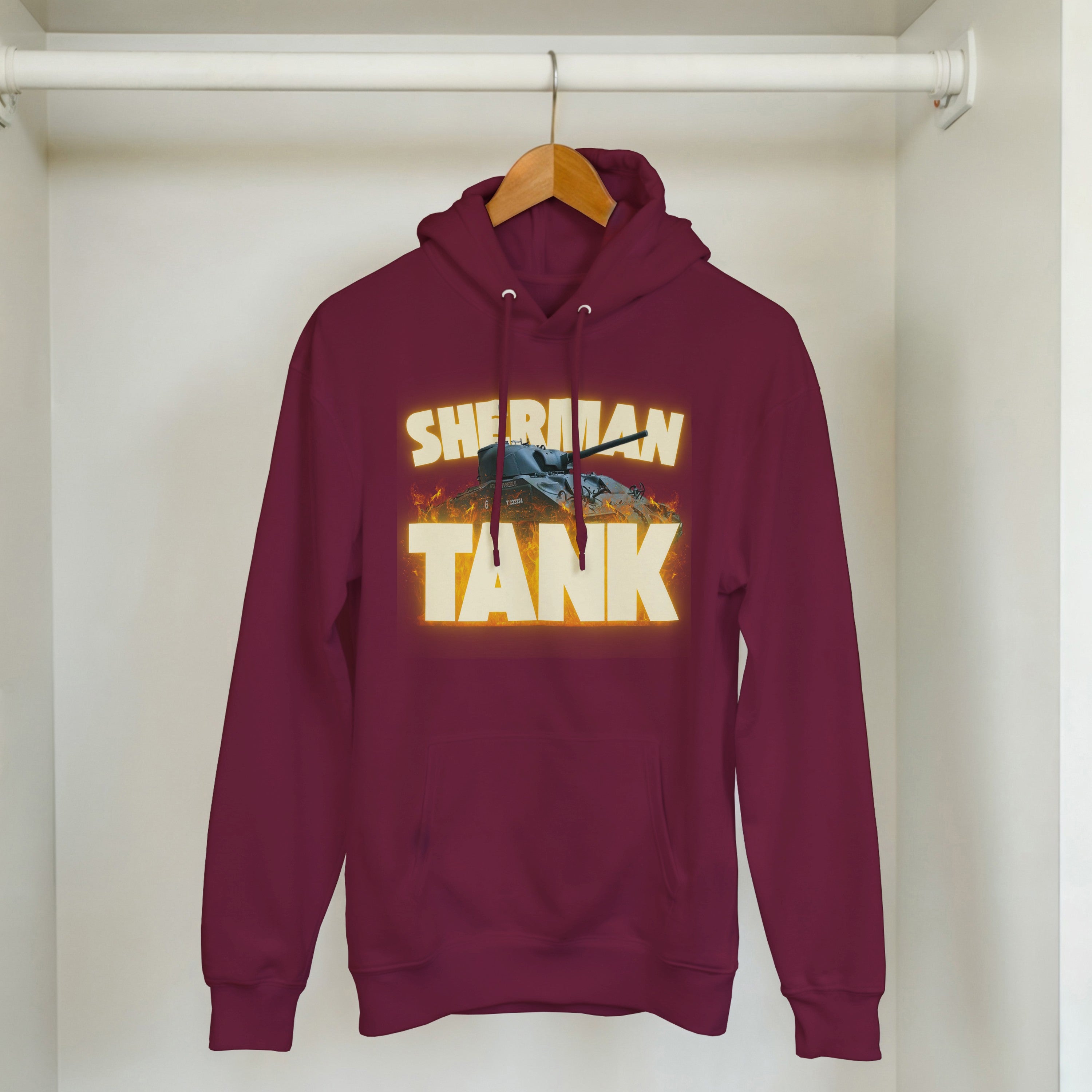 Sherman Tank Graphic Hoodie | WWII US Army Medium Armor Pullover | Military History Gift