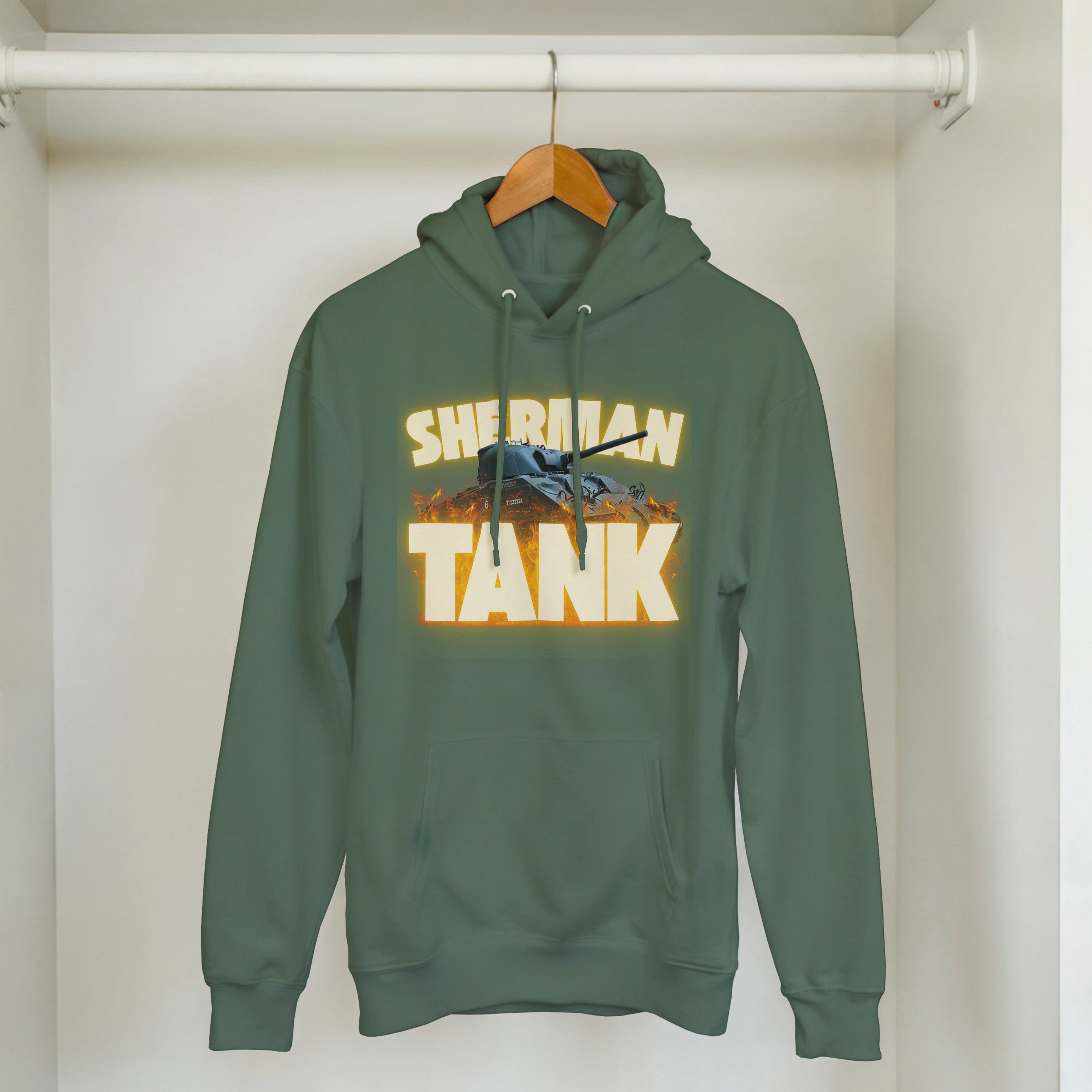 Sherman Tank Graphic Hoodie | WWII US Army Medium Armor Pullover | Military History Gift