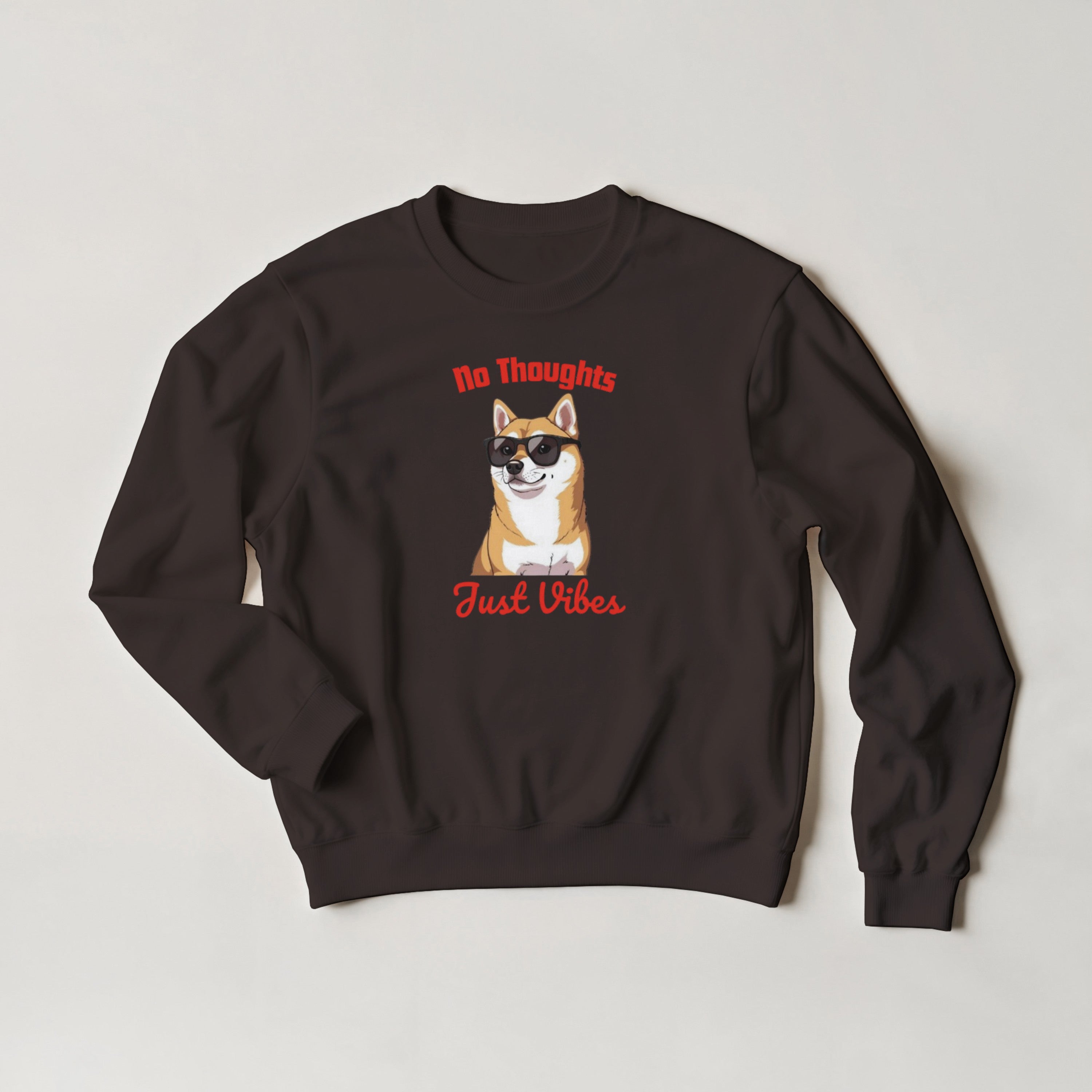 No Thoughts Just Vibes Dog Sweater | Shiba Inu Meme Crewneck | Funny Aesthetic Gift