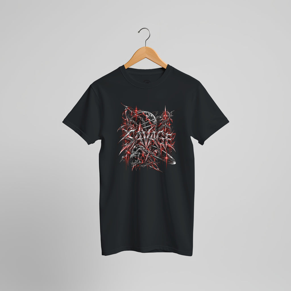 SAVAGE Y2K Graphic T-Shirt | Gothic Cyber Grunge Streetwear