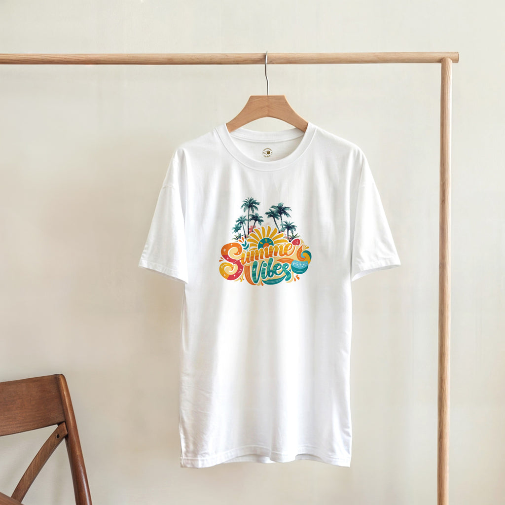 Summer Vibes Retro Palm Tree Shirt | Beach T-Shirt | Vintage Sunset Aesthetic Gift