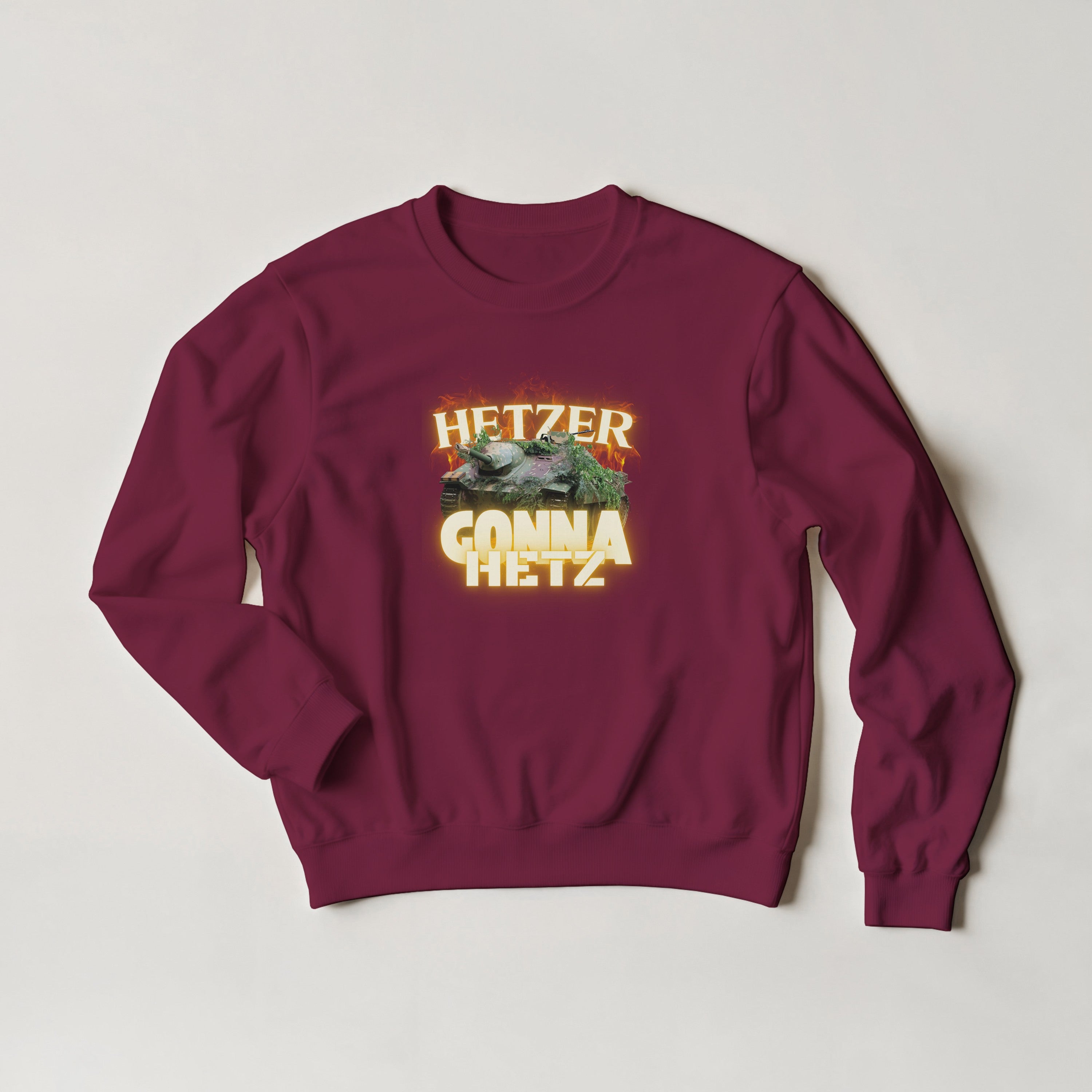 Hetzer Gonna Hetz WW2 Tank Sweater | Funny German Jagdpanzer Crewneck Sweatshirt | World War 2 Military History Buff Pullover