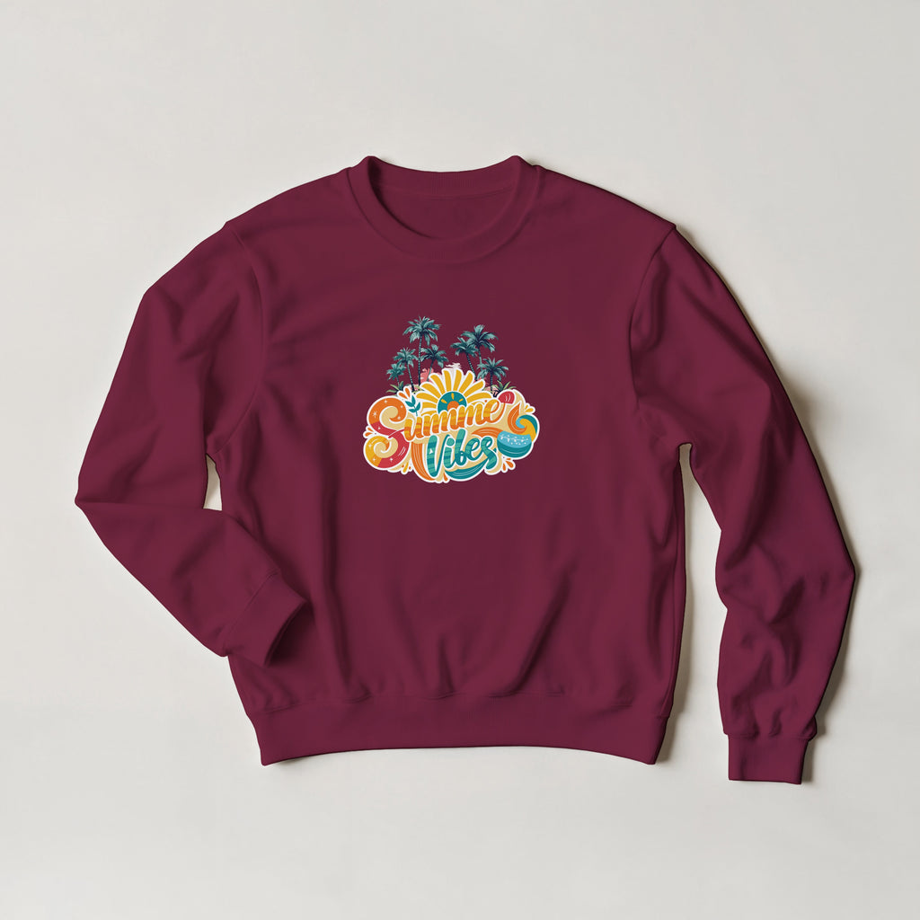 Summer Vibes Retro Palm Tree Sweater | Beach Crewneck | Vintage Sunset Aesthetic Gift