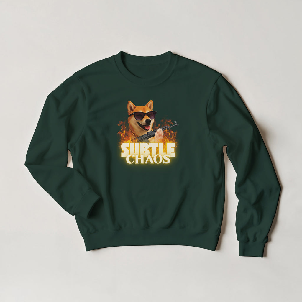 Funny Tactical Dog Sweater | Shiba Inu AK47 Meme Crewneck | Military Meme Apparel