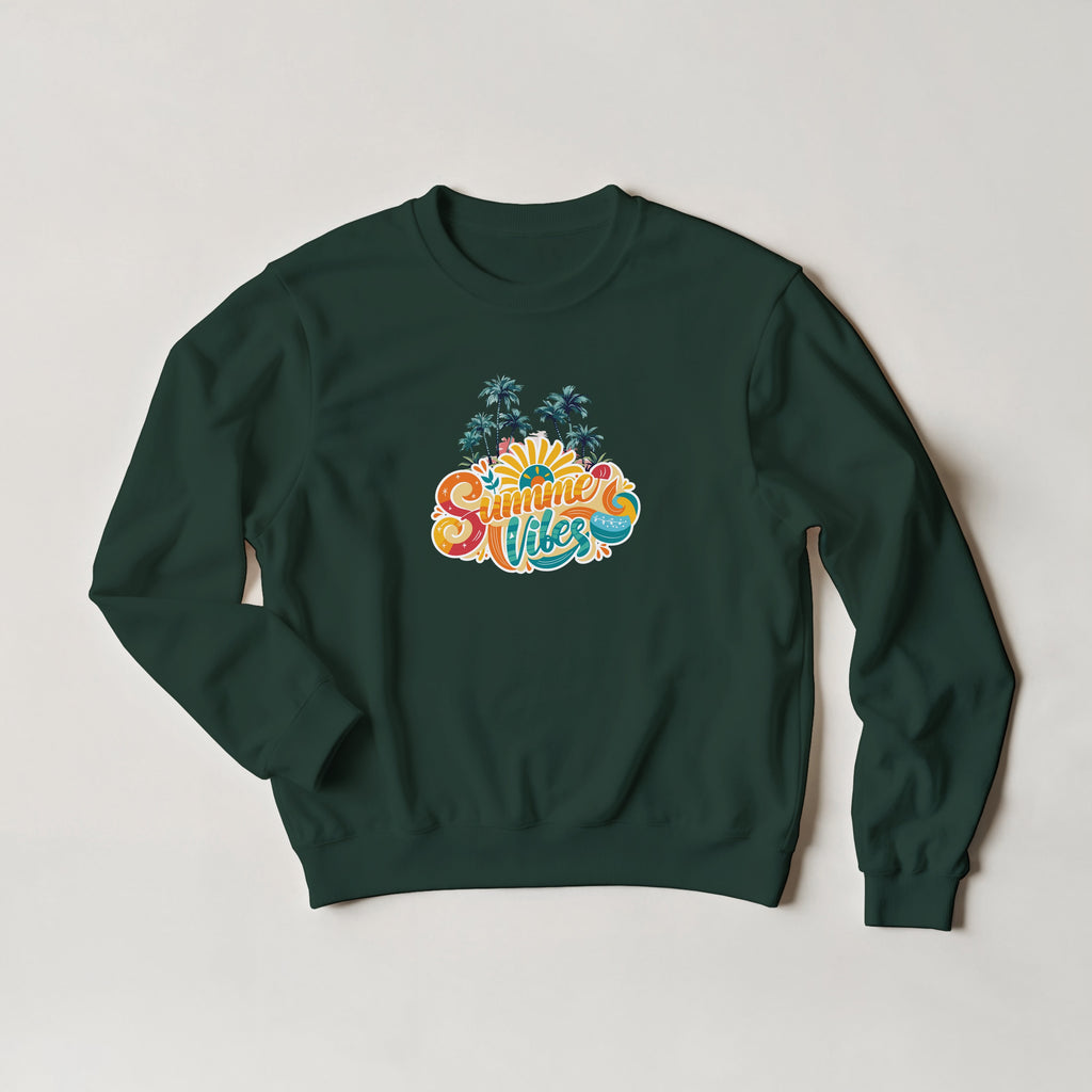 Summer Vibes Retro Palm Tree Sweater | Beach Crewneck | Vintage Sunset Aesthetic Gift