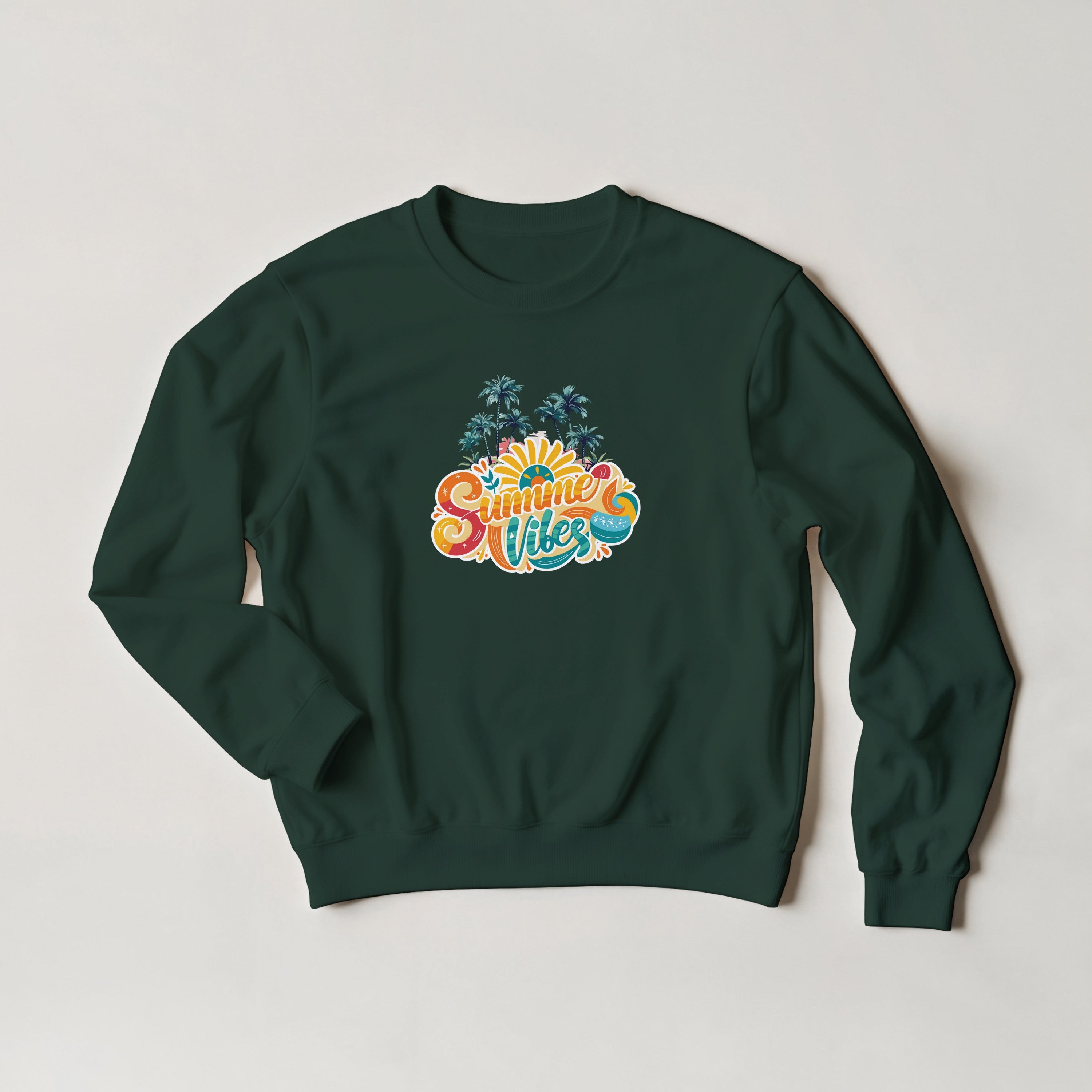Summer Vibes Retro Palm Tree Sweater | Beach Crewneck | Vintage Sunset Aesthetic Gift
