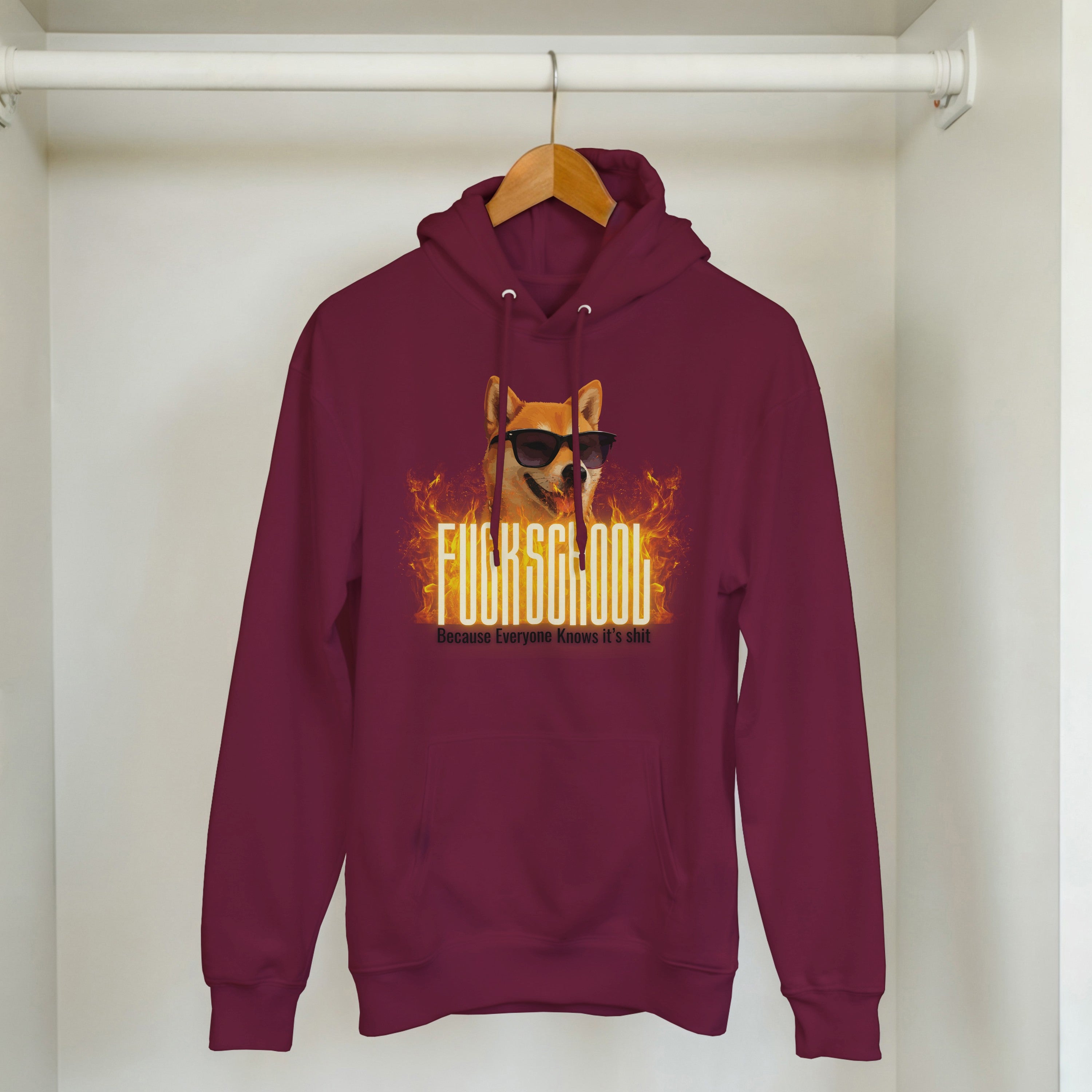 Fuck School Sweater | Funny Shiba Inu Meme Crewneck | Sarcastic Student Streetwear