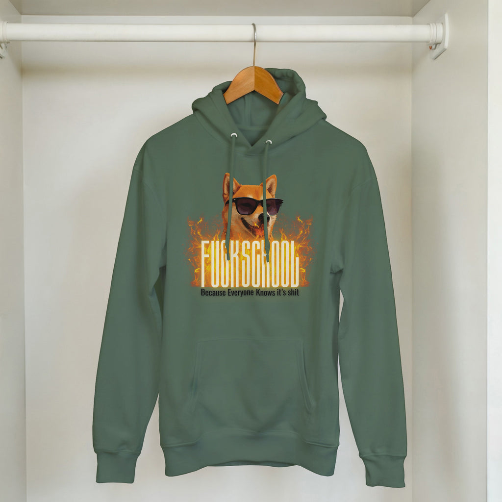 Fuck School Sweater | Funny Shiba Inu Meme Crewneck | Sarcastic Student Streetwear