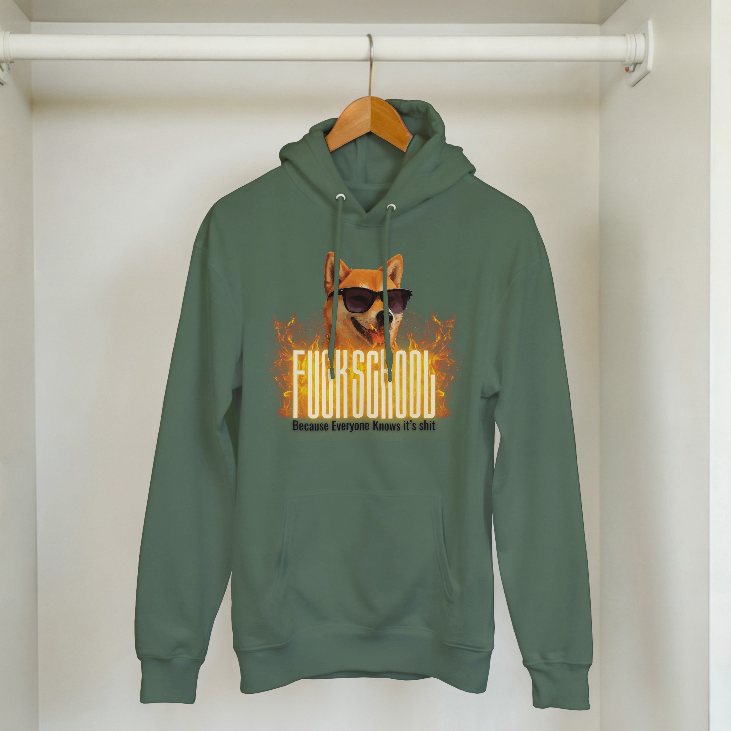 Fuck School Sweater | Funny Shiba Inu Meme Crewneck | Sarcastic Student Streetwear