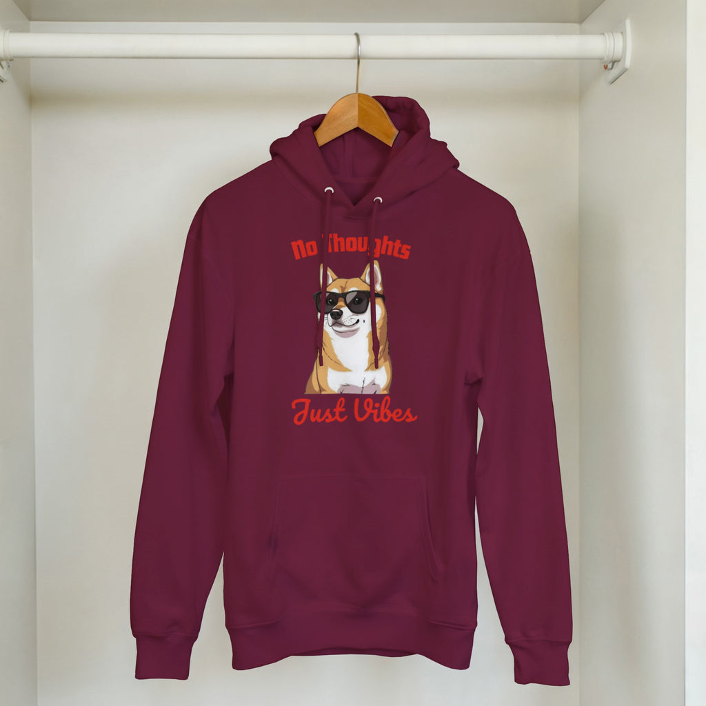 No Thoughts Just Vibes Dog Hoodie | Shiba Inu Meme Pullover | Funny Aesthetic Gift