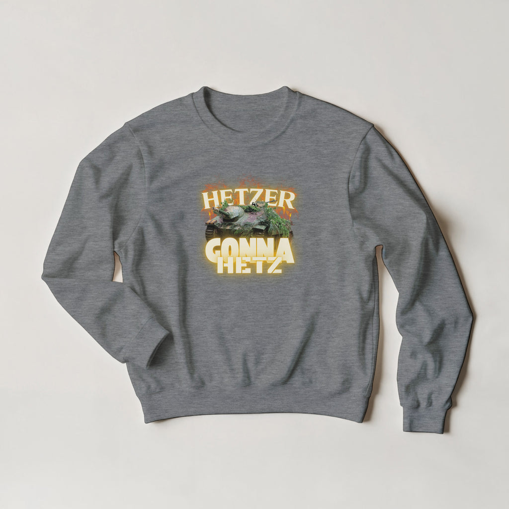 Hetzer Gonna Hetz WW2 Tank Sweater | Funny German Jagdpanzer Crewneck Sweatshirt | World War 2 Military History Buff Pullover