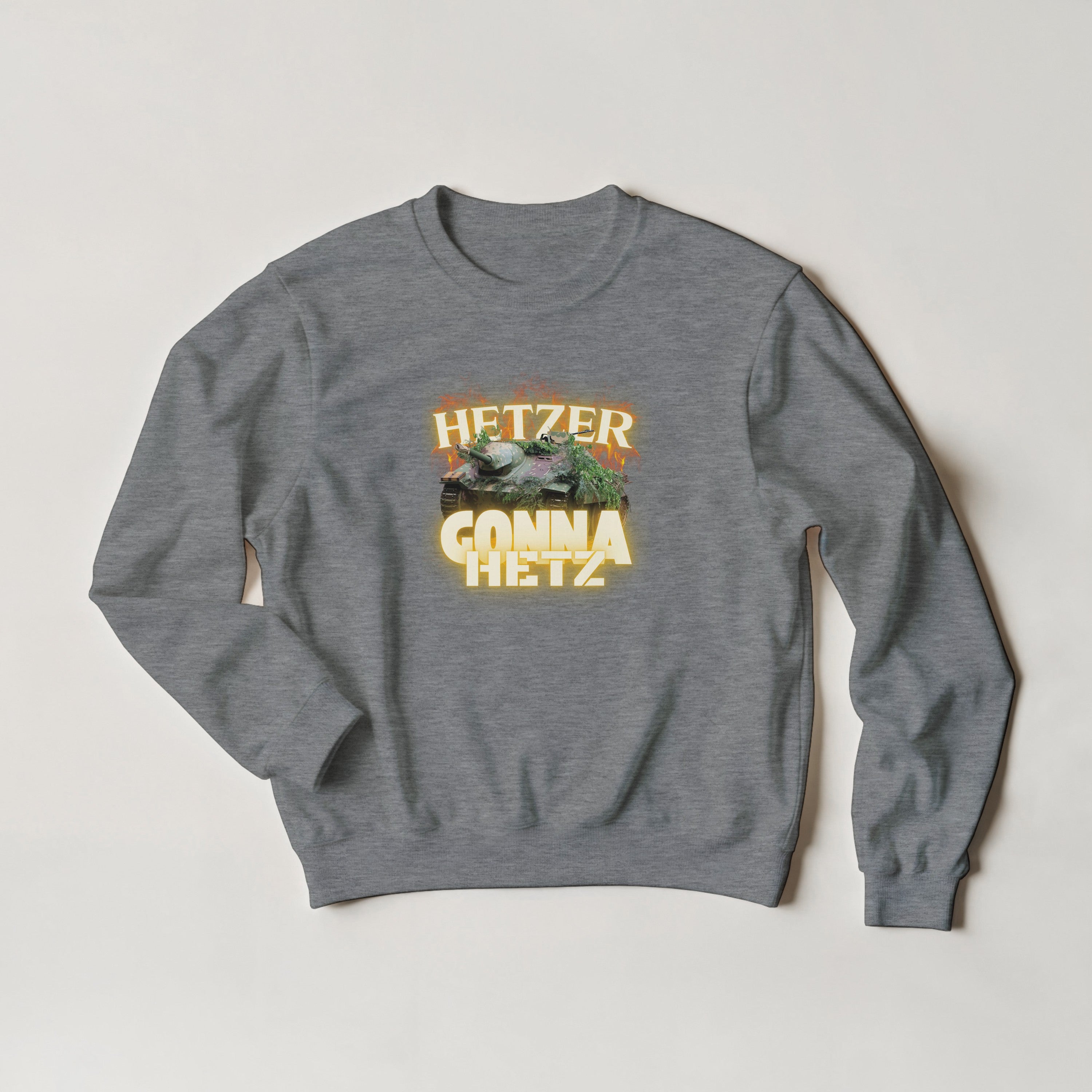 Hetzer Gonna Hetz WW2 Tank Sweater | Funny German Jagdpanzer Crewneck Sweatshirt | World War 2 Military History Buff Pullover