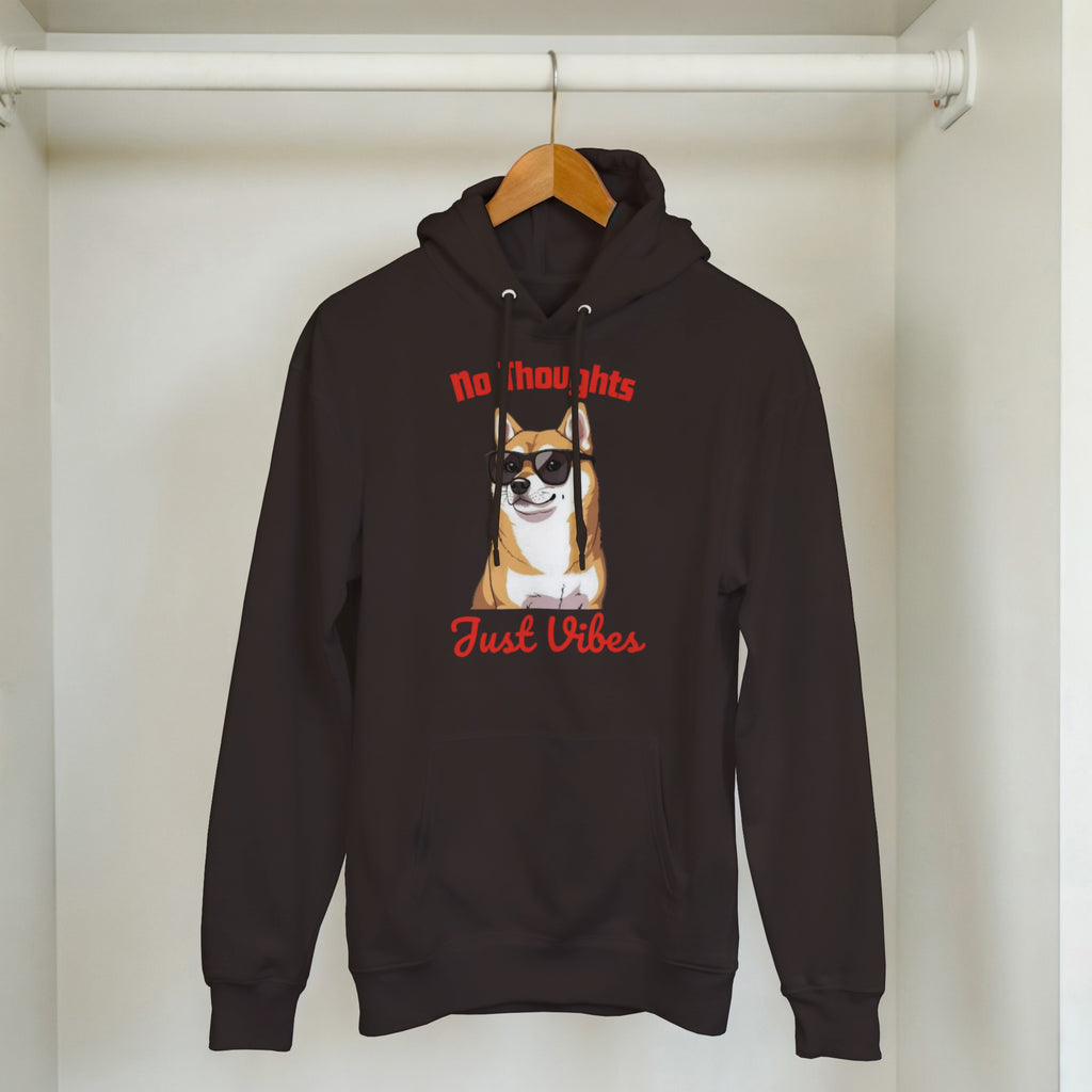 No Thoughts Just Vibes Dog Hoodie | Shiba Inu Meme Pullover | Funny Aesthetic Gift