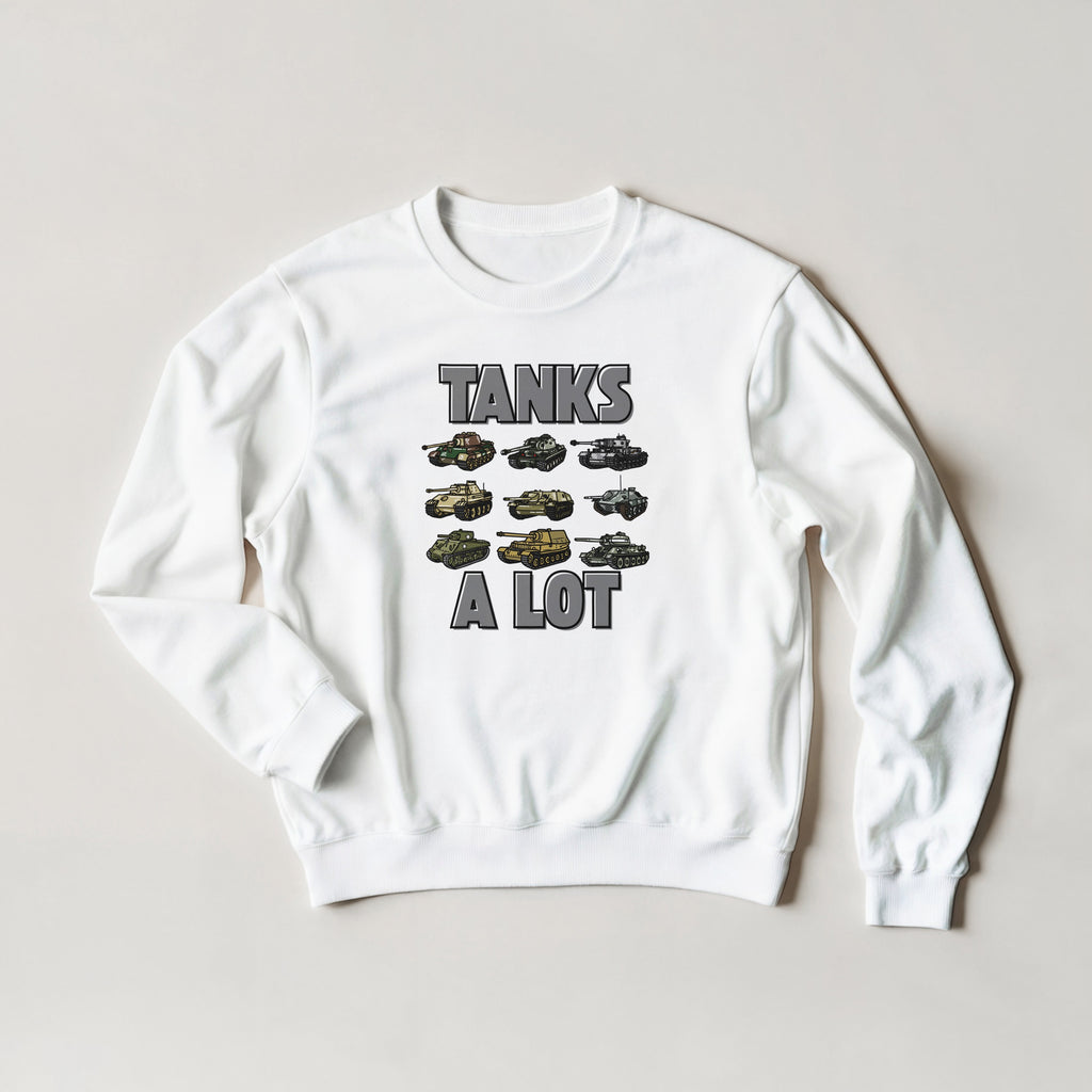 Tanks A Lot Sweater | WWII Military Armor Crewneck | Panzer Sherman Tank Sweatshirt | World War 2 History Gift | Tracked Vehicle Clothing