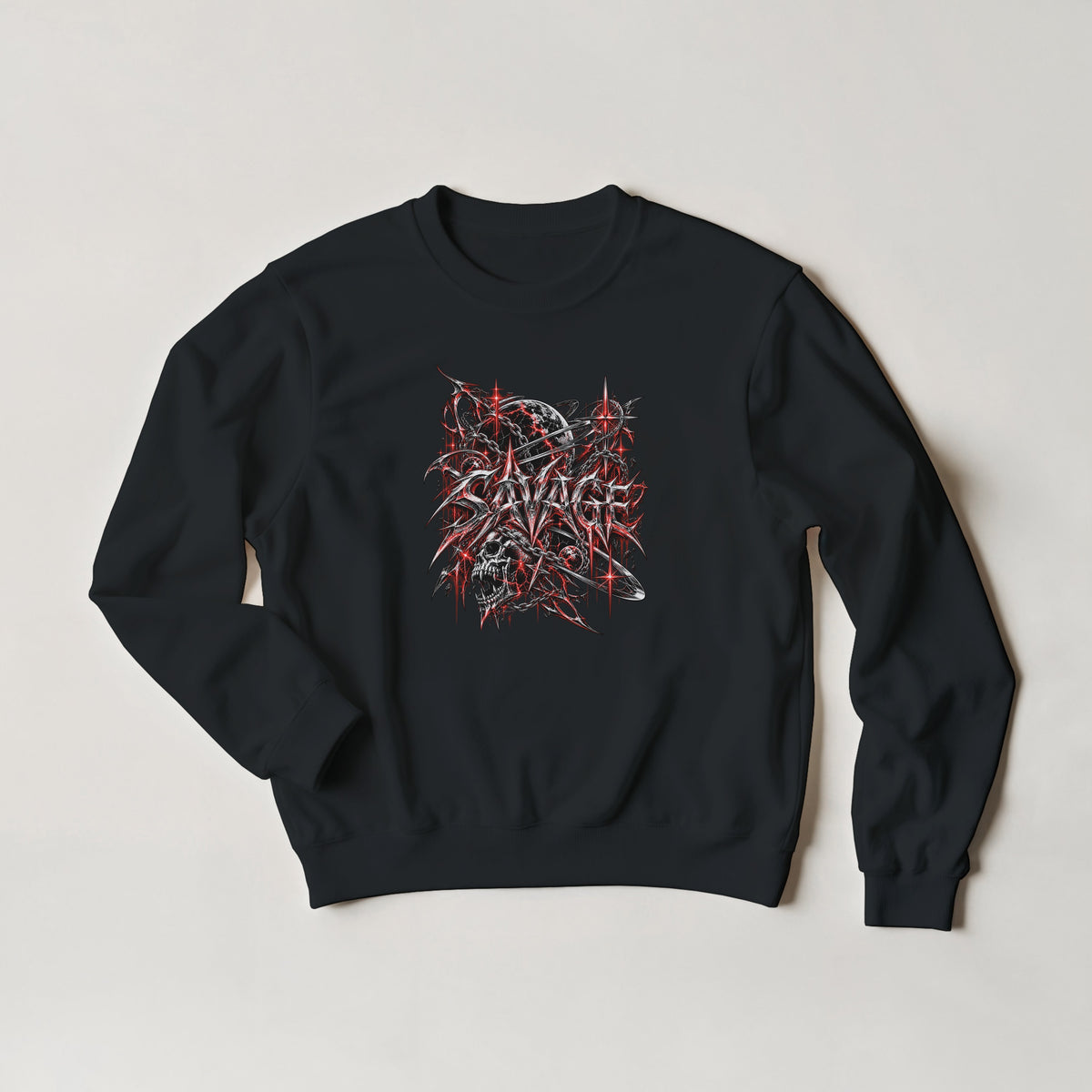 SAVAGE Y2K Graphic Sweatshirt | Gothic Cyber Grunge Streetwear Crewneck