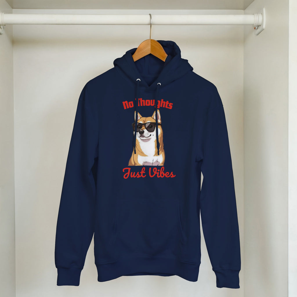 No Thoughts Just Vibes Dog Hoodie | Shiba Inu Meme Pullover | Funny Aesthetic Gift