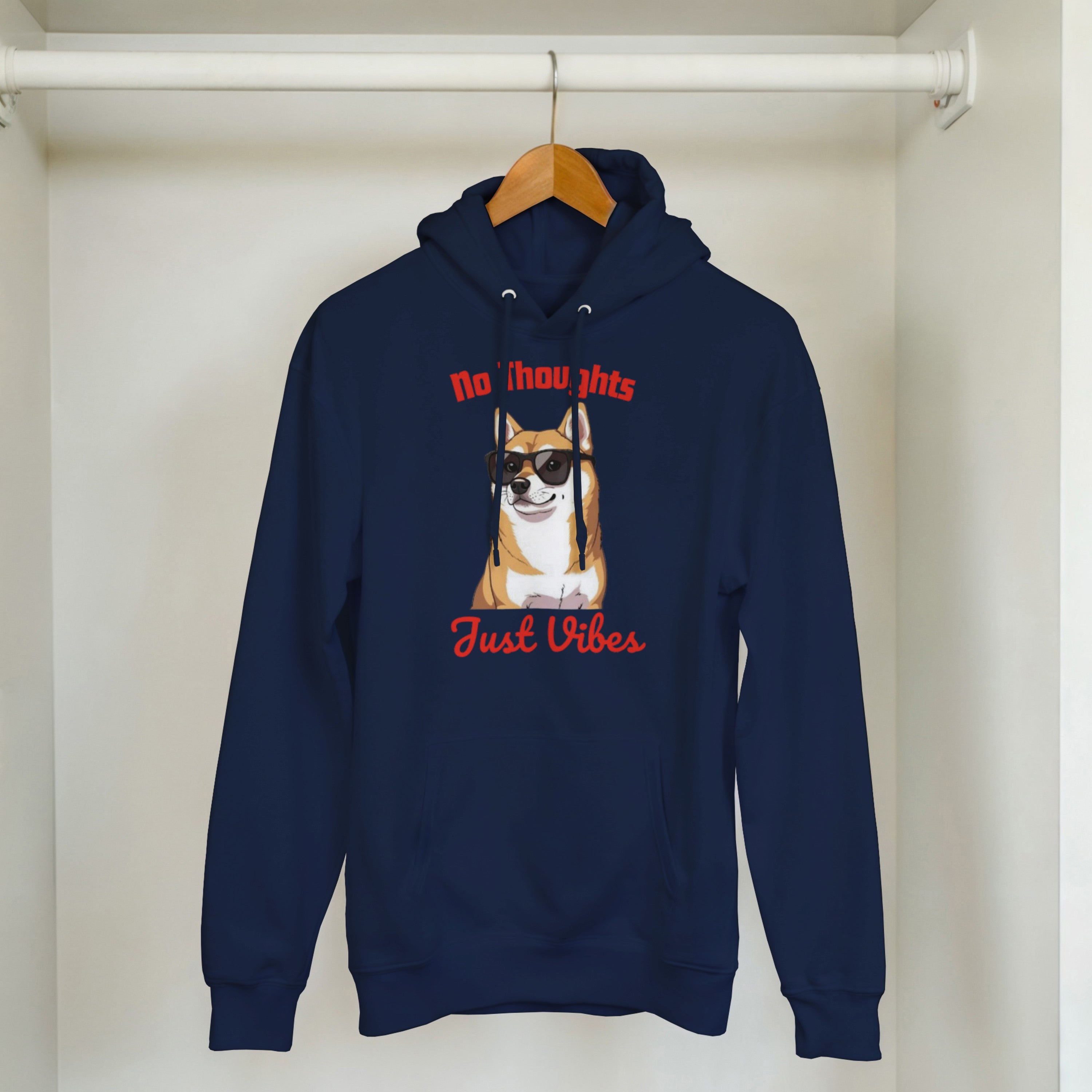 No Thoughts Just Vibes Dog Hoodie | Shiba Inu Meme Pullover | Funny Aesthetic Gift
