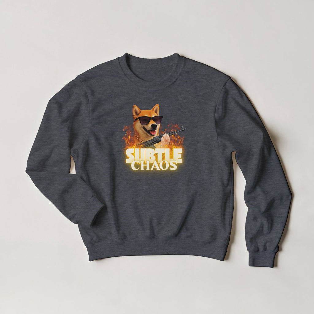 Funny Tactical Dog Sweater | Shiba Inu AK47 Meme Crewneck | Military Meme Apparel