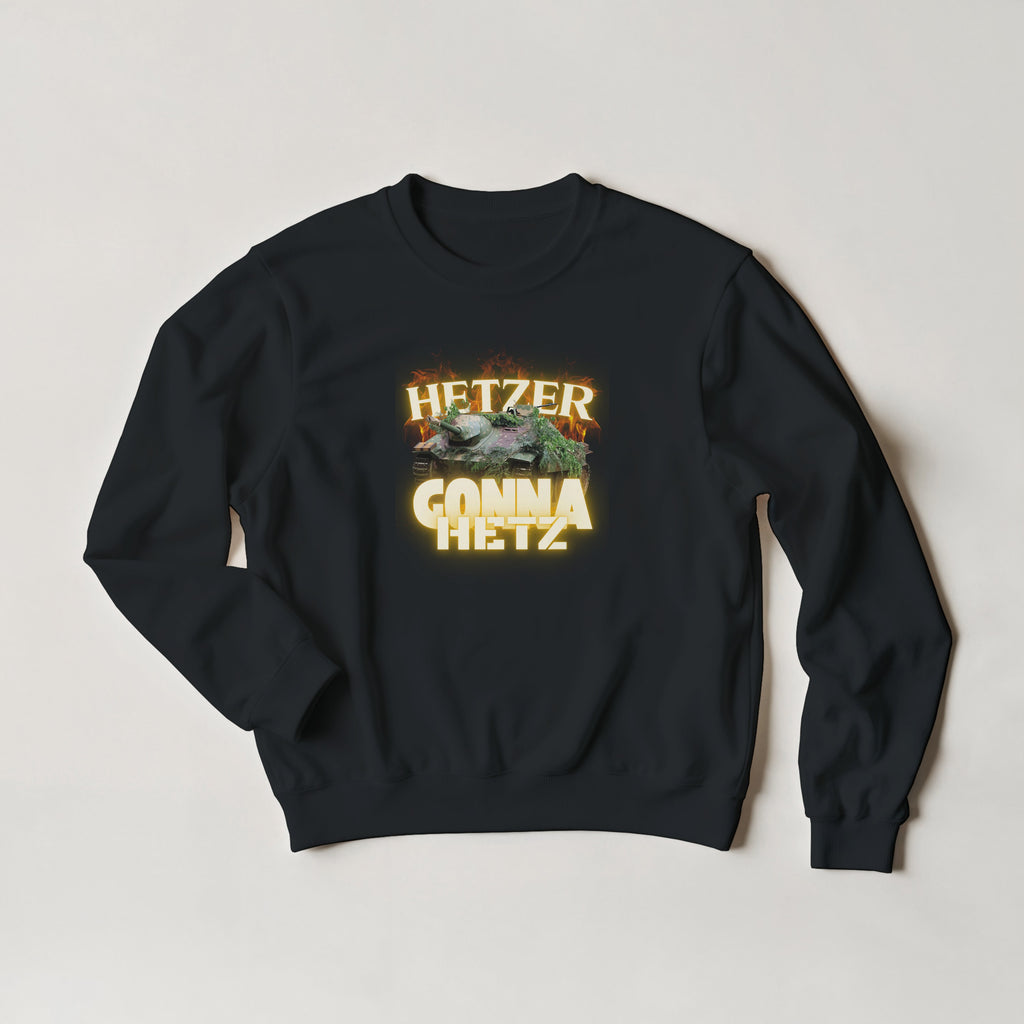 Hetzer Gonna Hetz WW2 Tank Sweater | Funny German Jagdpanzer Crewneck Sweatshirt | World War 2 Military History Buff Pullover