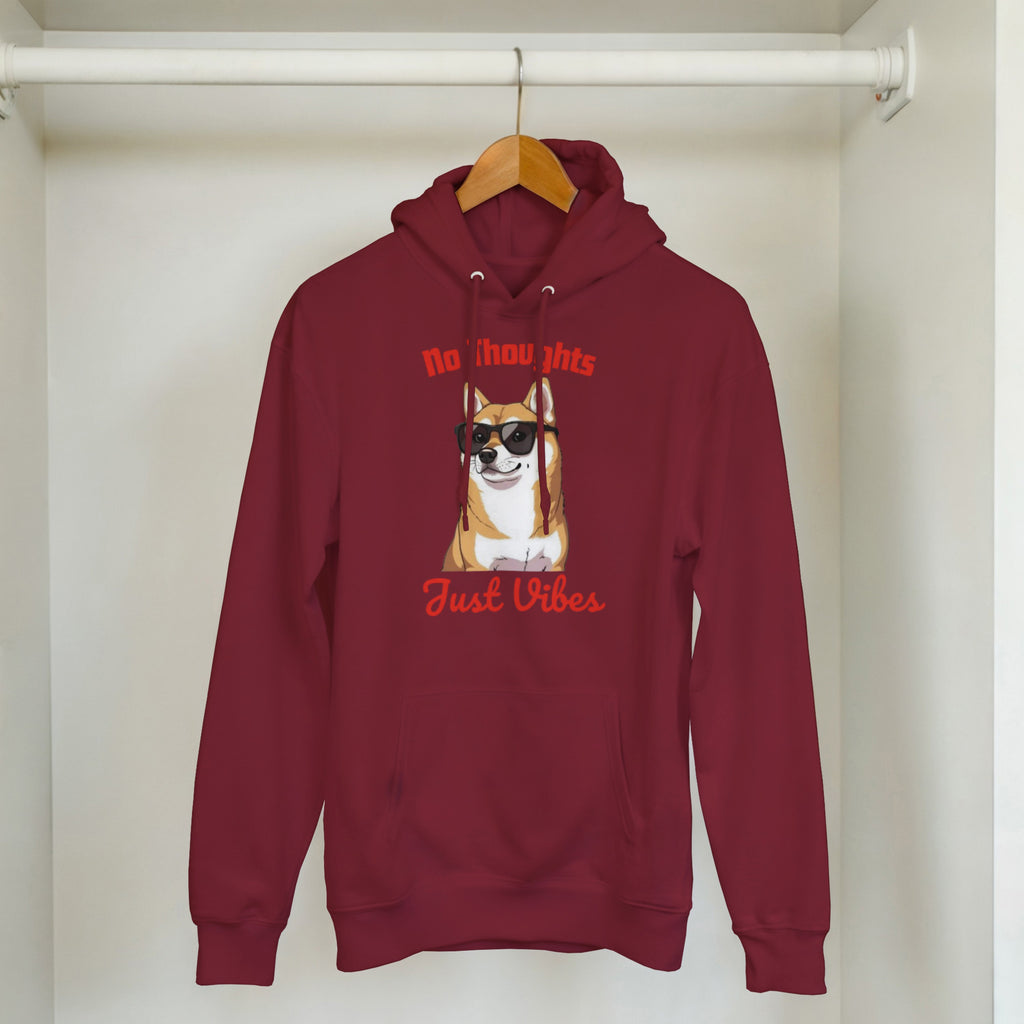 No Thoughts Just Vibes Dog Hoodie | Shiba Inu Meme Pullover | Funny Aesthetic Gift