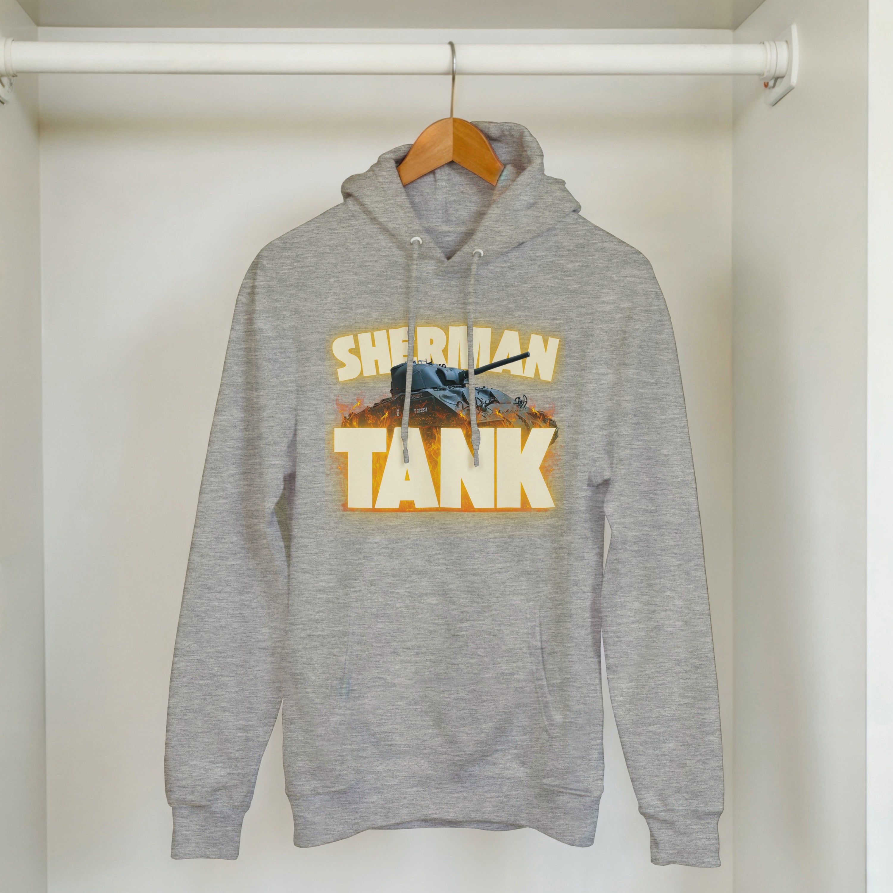 Sherman Tank Graphic Hoodie | WWII US Army Medium Armor Pullover | Military History Gift