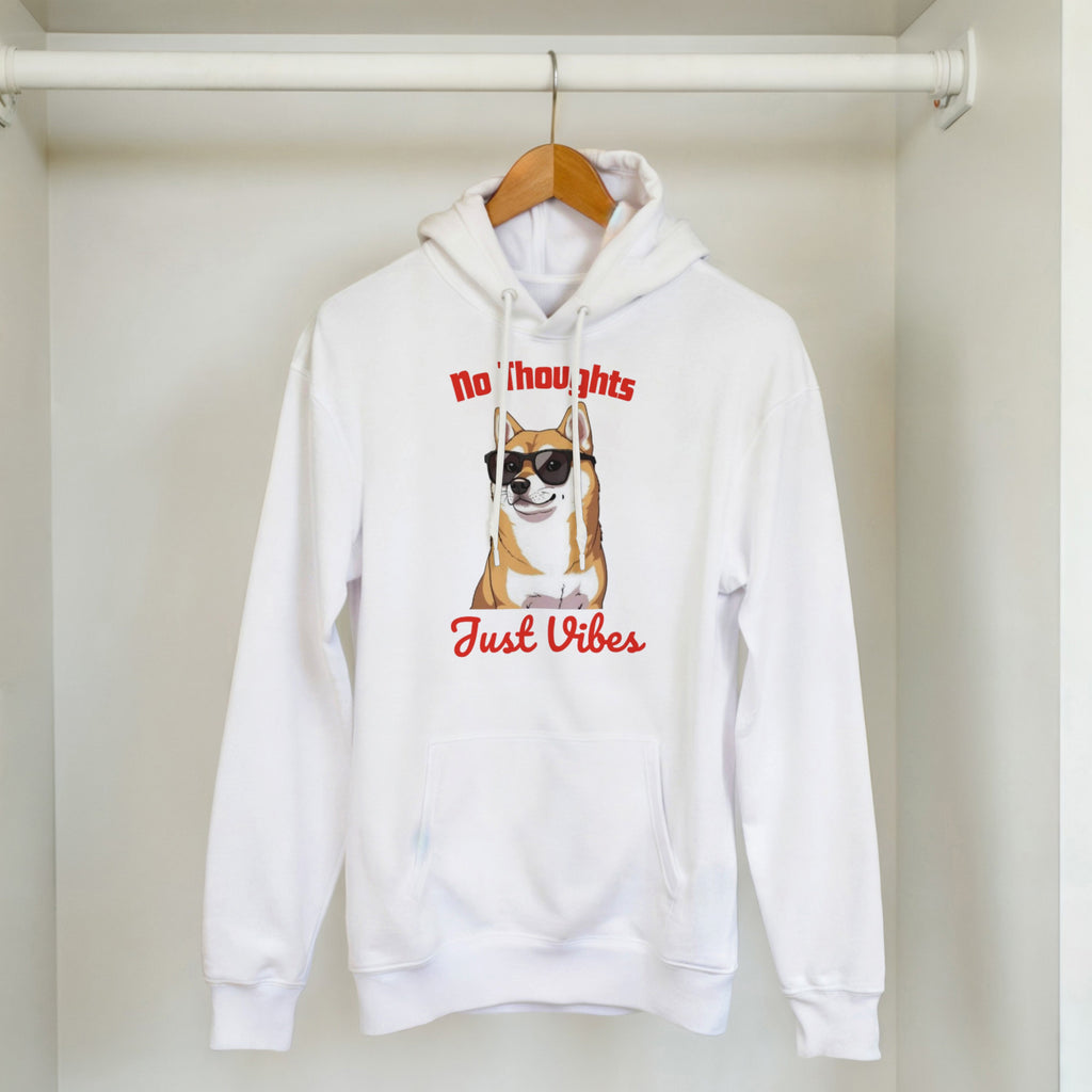 No Thoughts Just Vibes Dog Hoodie | Shiba Inu Meme Pullover | Funny Aesthetic Gift