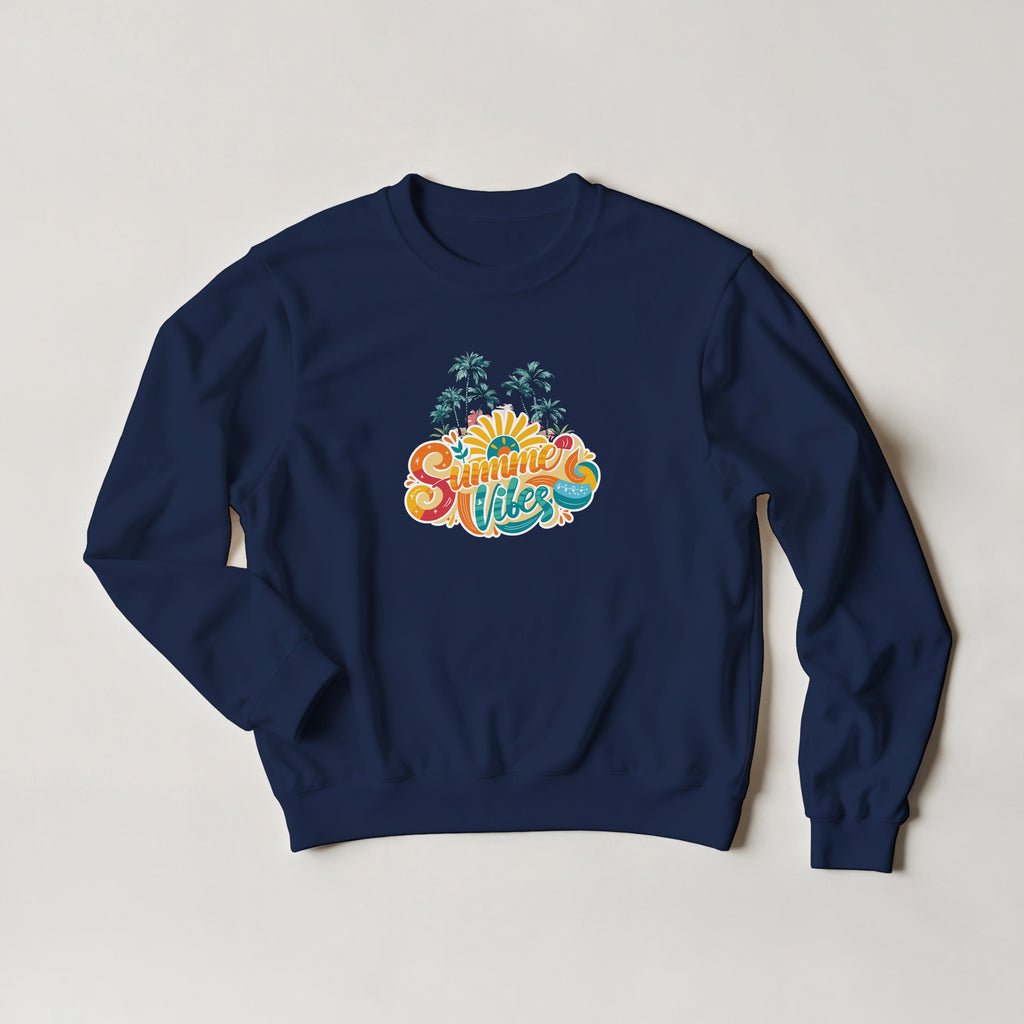 Summer Vibes Retro Palm Tree Sweater | Beach Crewneck | Vintage Sunset Aesthetic Gift
