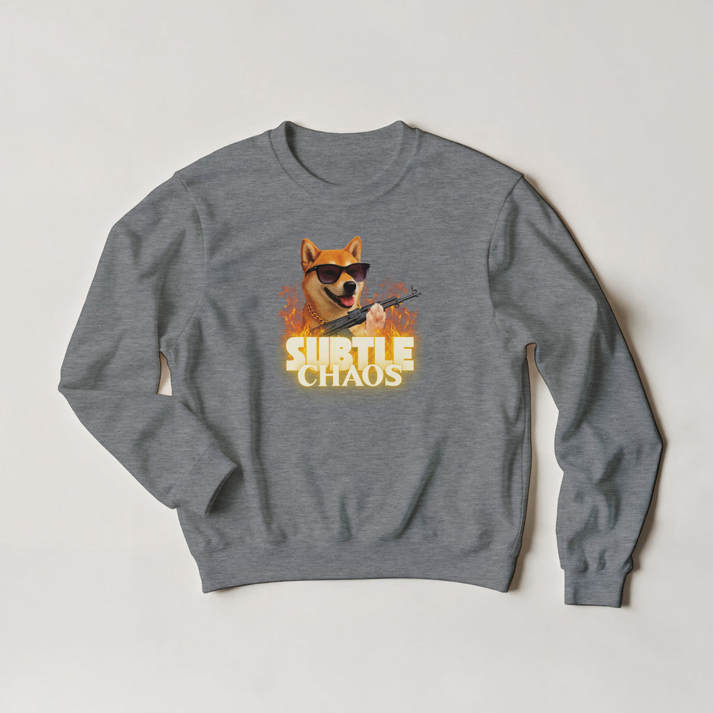 Funny Tactical Dog Sweater | Shiba Inu AK47 Meme Crewneck | Military Meme Apparel