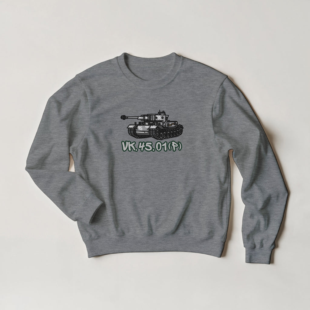 VK.45.01 P Prototype Tank Sweater | WWII German Heavy Tank Graphic Cartoon Sweatshirt | Military History Buff Gift Panzer Apparel Top