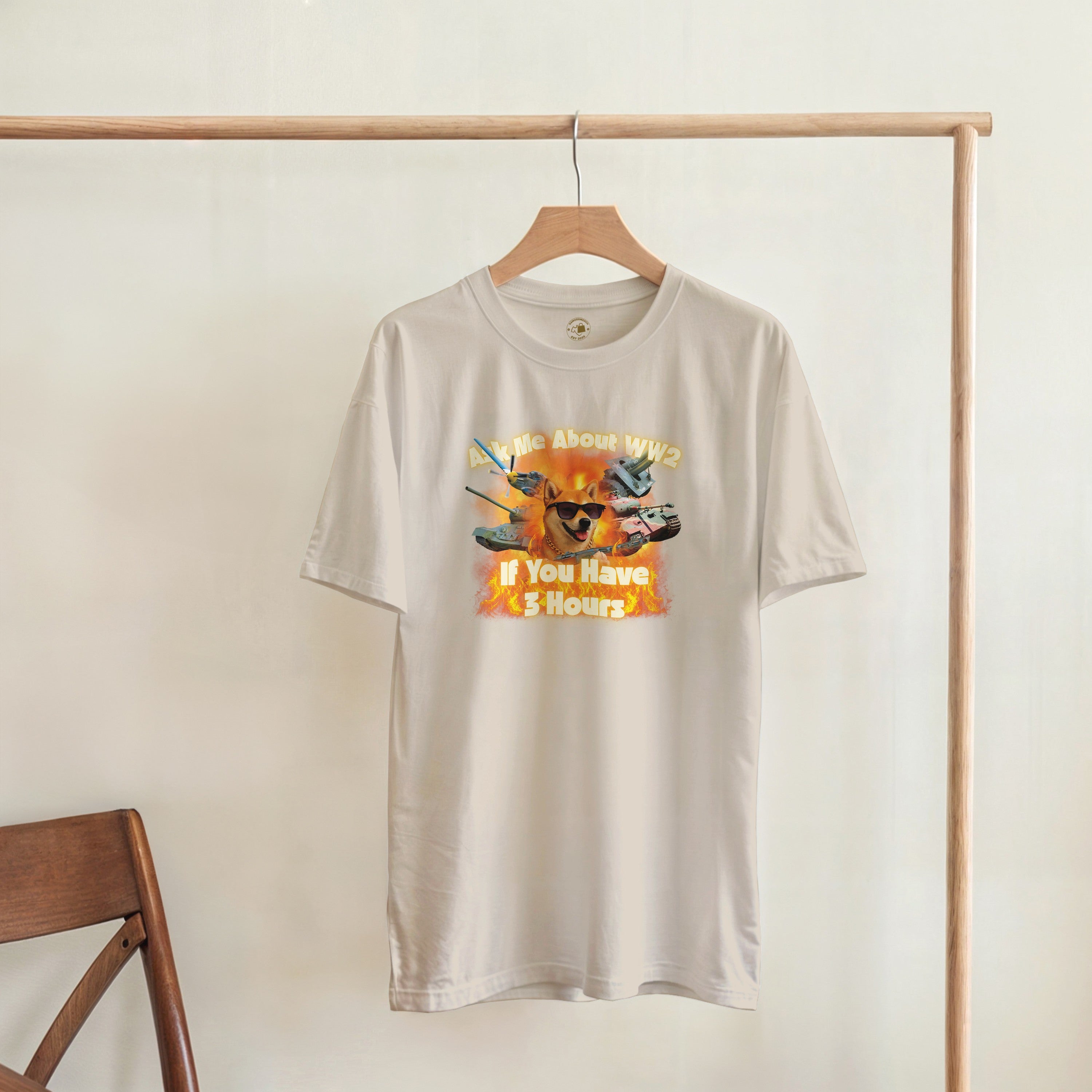 Ask Me About WW2 Shirt | Vintage Military Meme Tee | Tank History Buff Gift