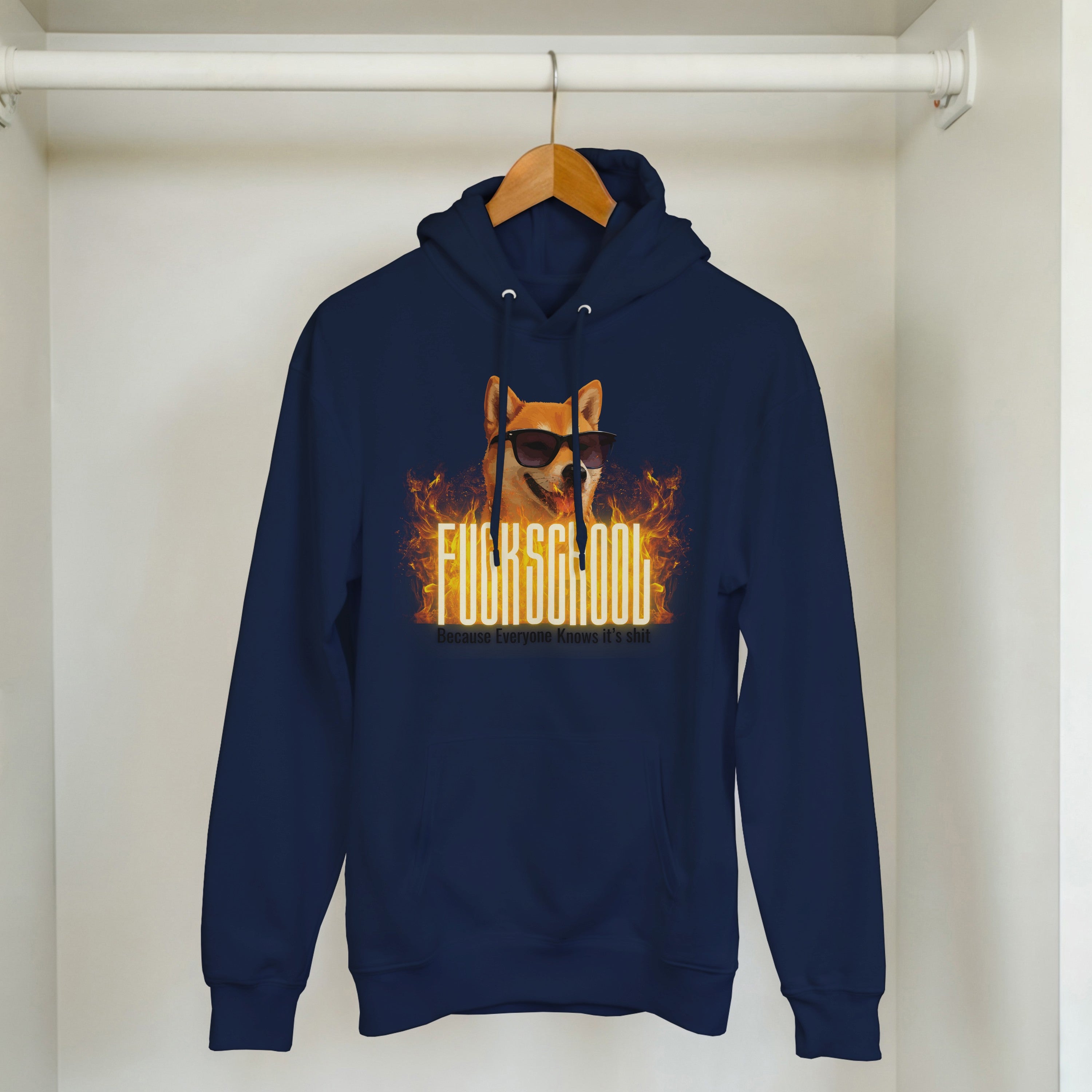 Fuck School Sweater | Funny Shiba Inu Meme Crewneck | Sarcastic Student Streetwear